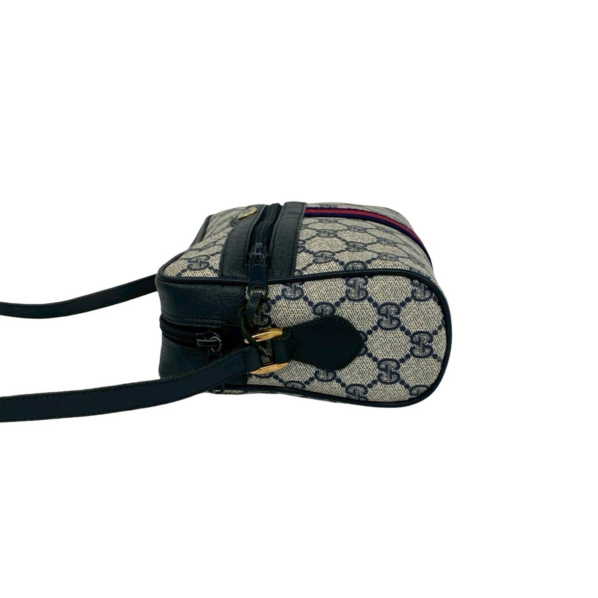 Gucci Navy Red Color Pvc Leather Shoulder Bag (Pre-Owned)