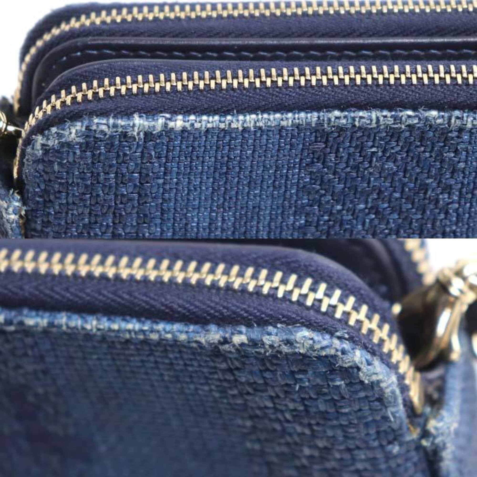 Chanel Navy Canvas Leather Shoulder Bag (Pre-Owned)
