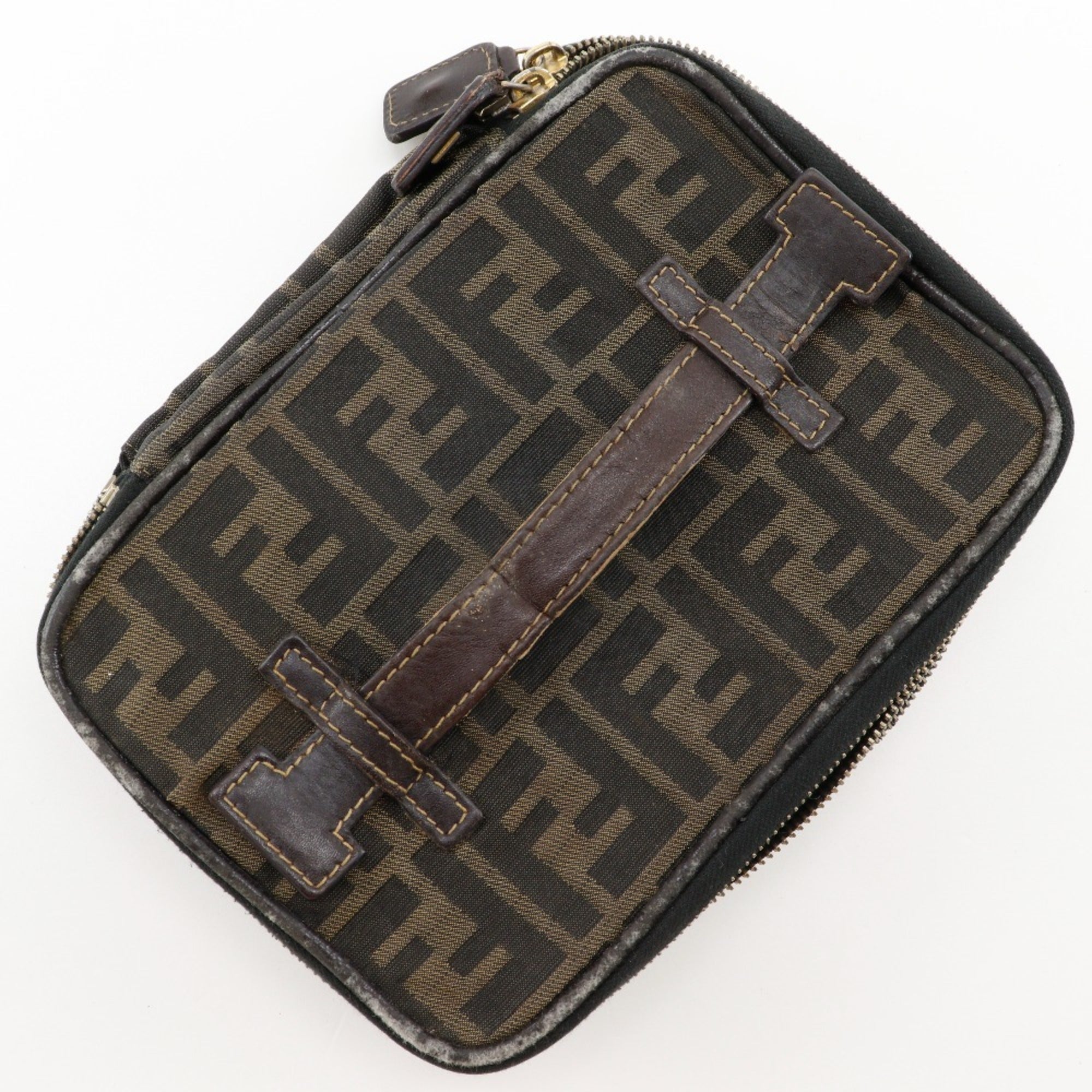 Fendi Brown Nylon Canvas Pouch (Pre-Owned)