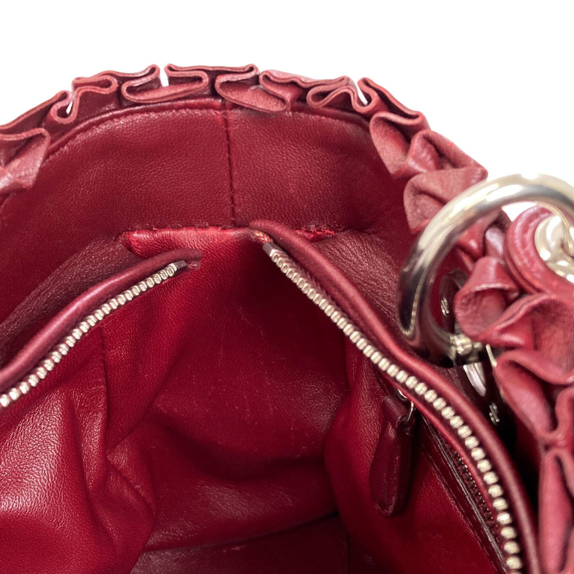 Christian Dior Lady Dior Red Color Leather Handbag (Pre-Owned)