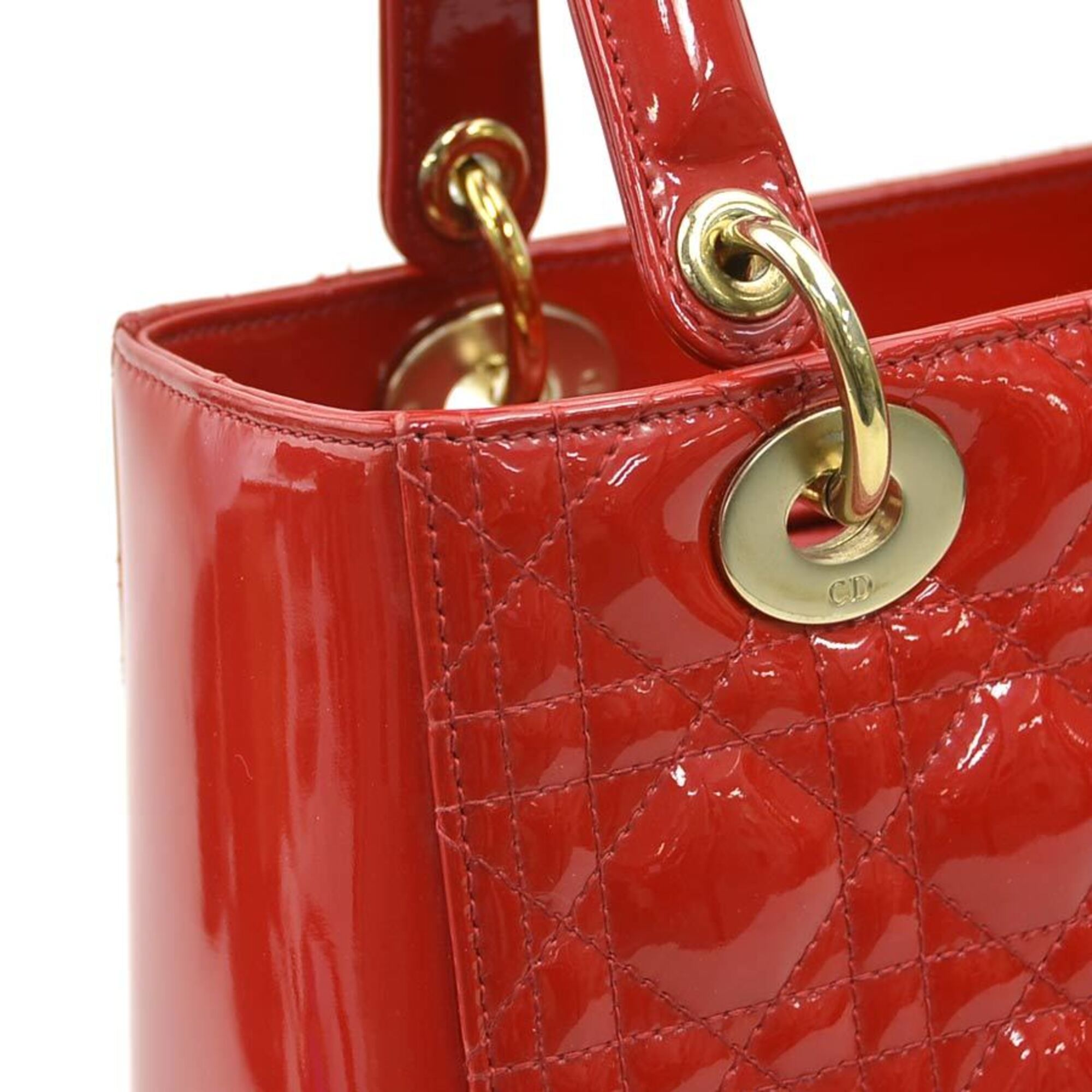 Christian Dior Red Color Patent Leather Handbag Shoulder Bag (Pre-Owned)
