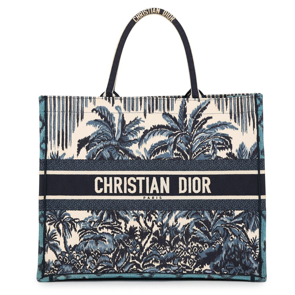 Christian Dior Blue White Canvas Tote Bag (Pre-Owned)