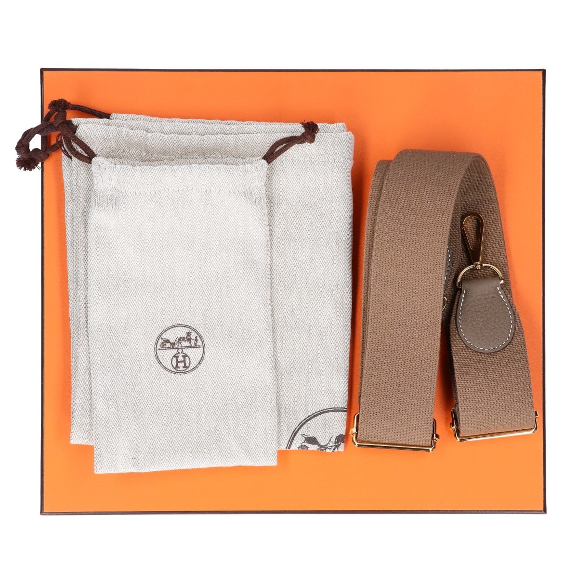 Hermes Etoupe Gray Taurillon Clemence Leather Shoulder Bag (Pre-Owned)