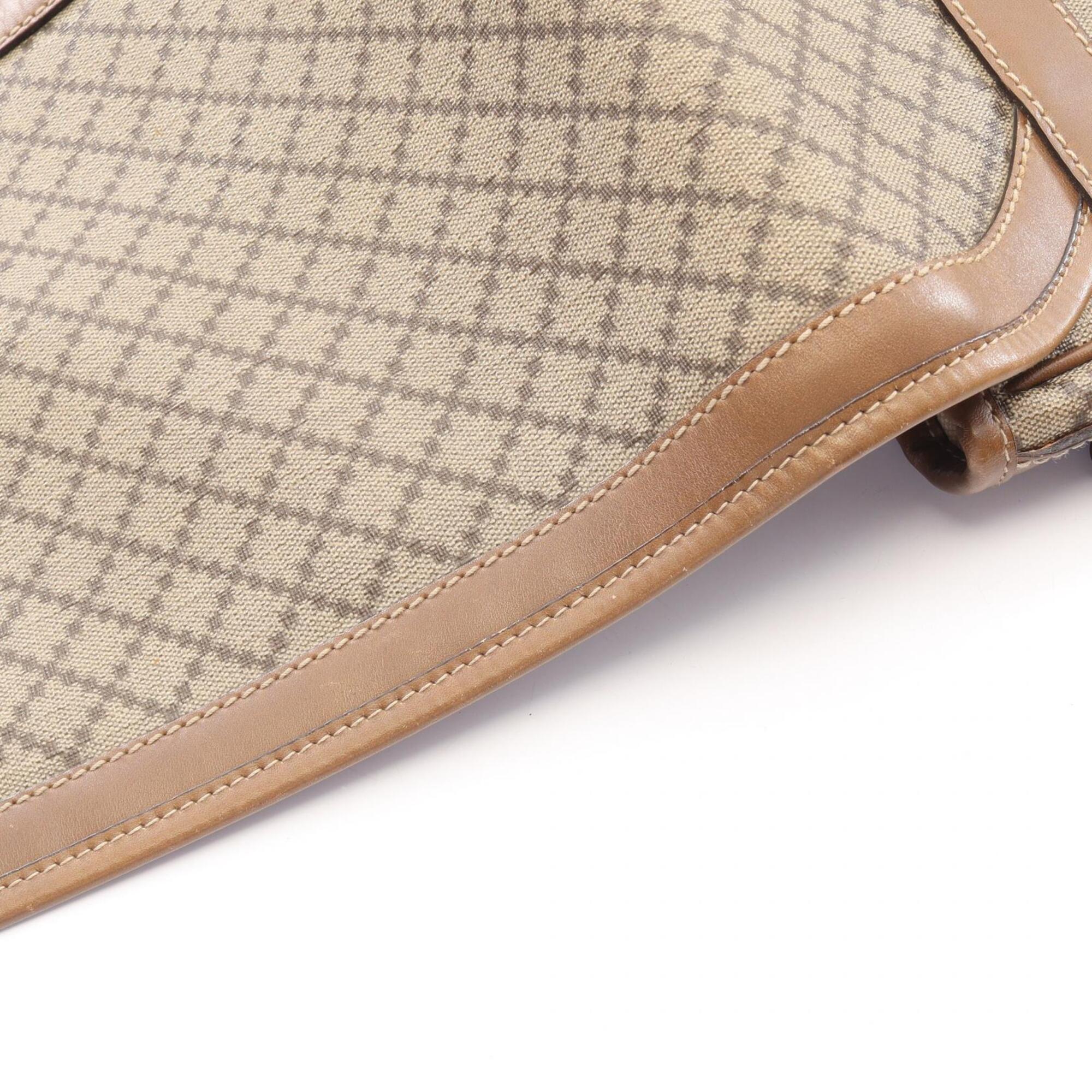 Gucci Beige Brown Coated Canvas Leather Handbag Shoulder Bag (Pre-Owned)