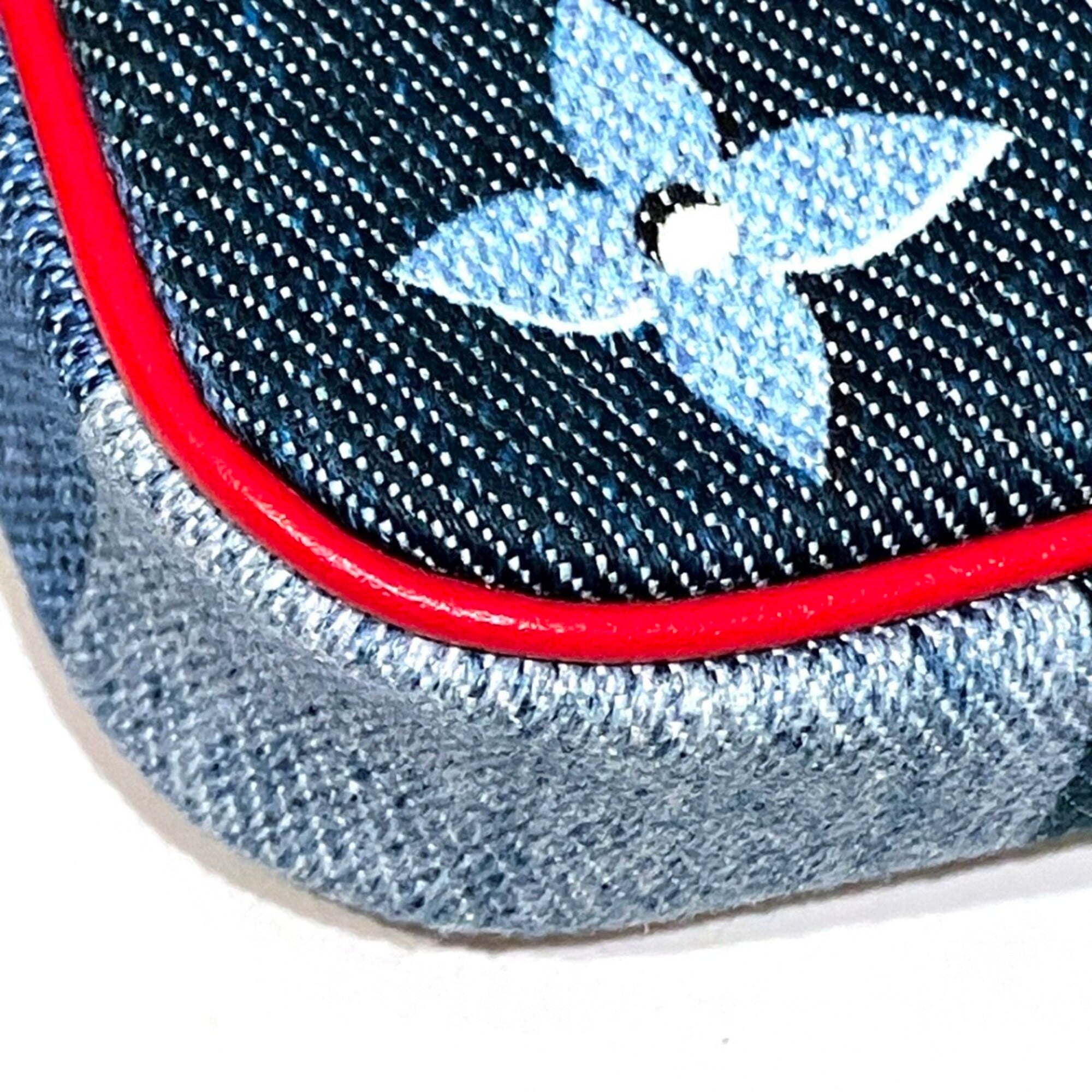 Louis Vuitton Monogram Denim Blue Red Color Monogram Denim Leather Pochette (Pre-Owned)