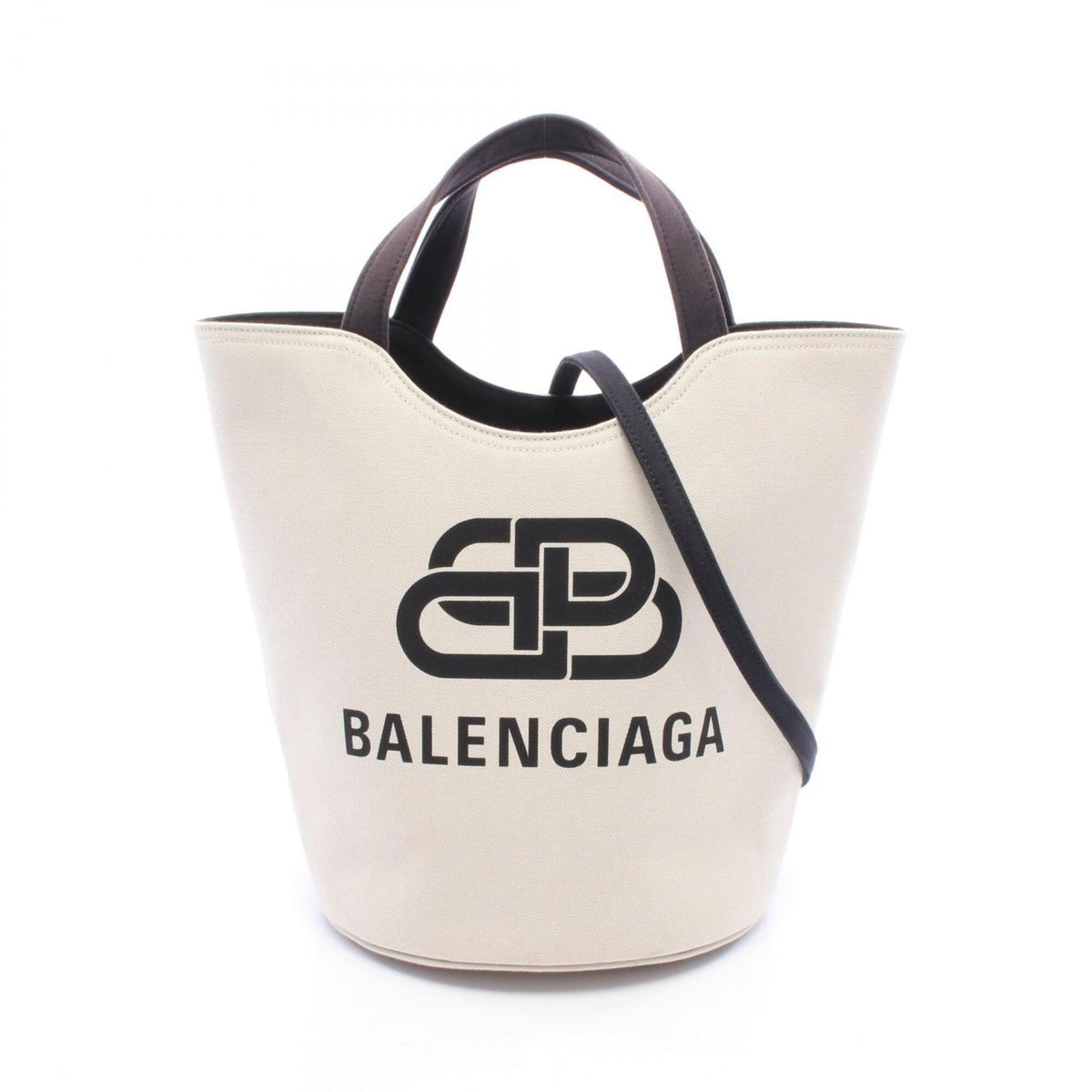 Balenciaga Black Ivory Canvas Handbag Tote Bag (Pre-Owned)