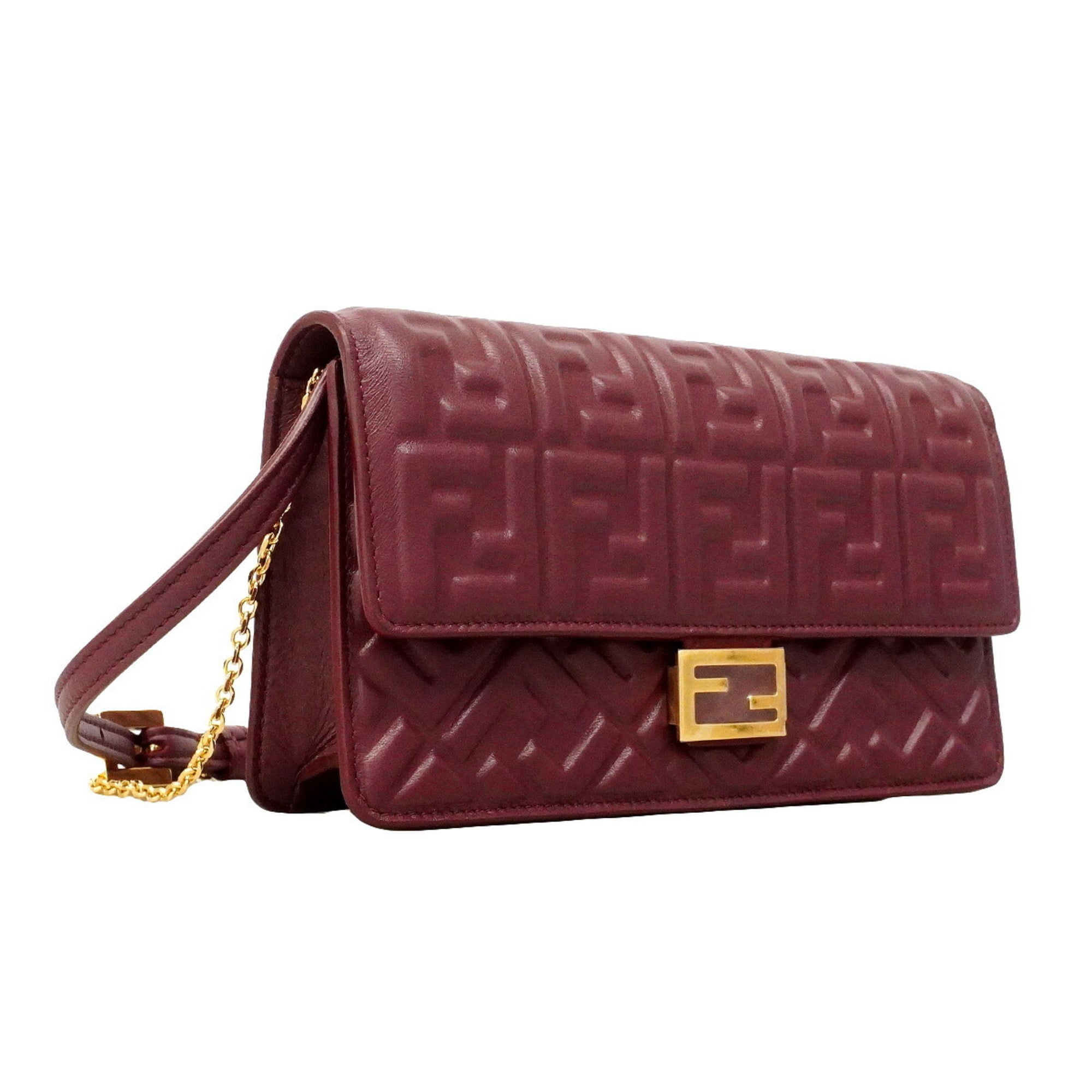 Fendi Bordeaux Leather Shoulder Bag (Pre-Owned)