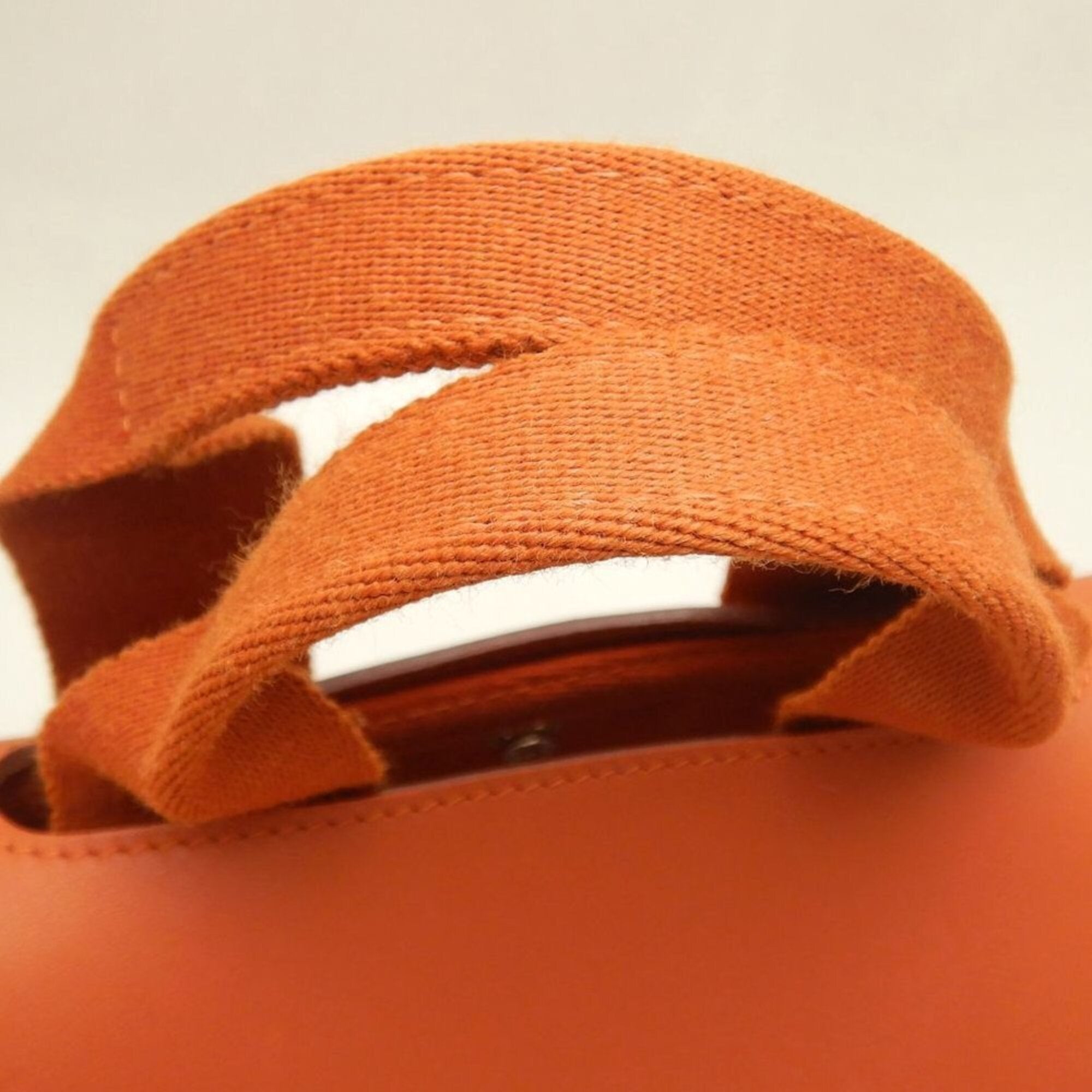 Hermes Orange Toile Chevron Leather Handbag (Pre-Owned)