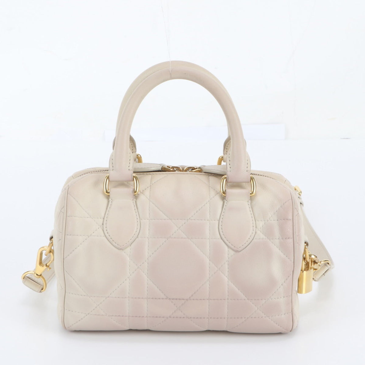 Christian Dior Cream Leather Boston Bag Shoulder Bag (Pre-Owned)