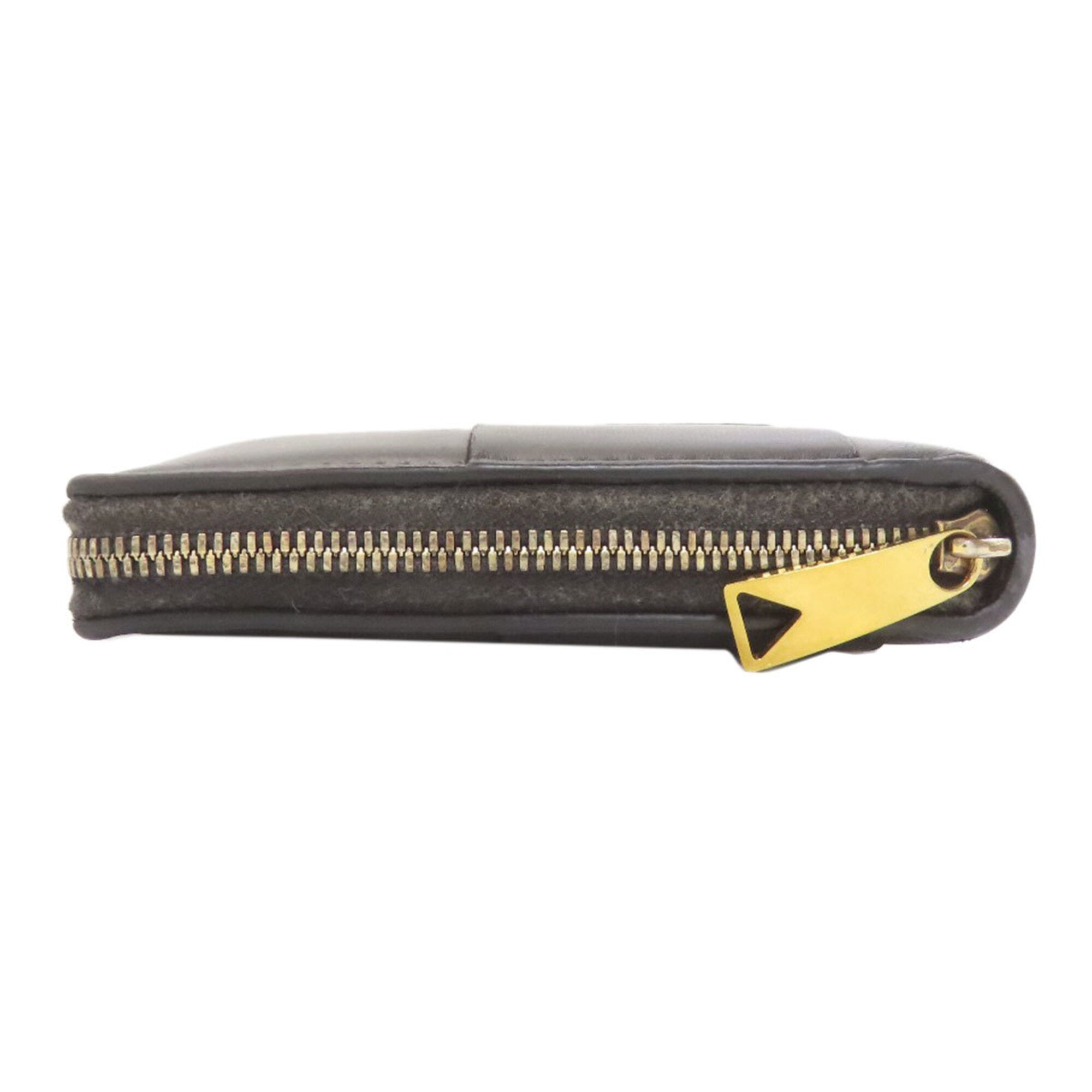 Bottega Veneta Black Leather Long Wallet (Bi-Fold) (Pre-Owned)