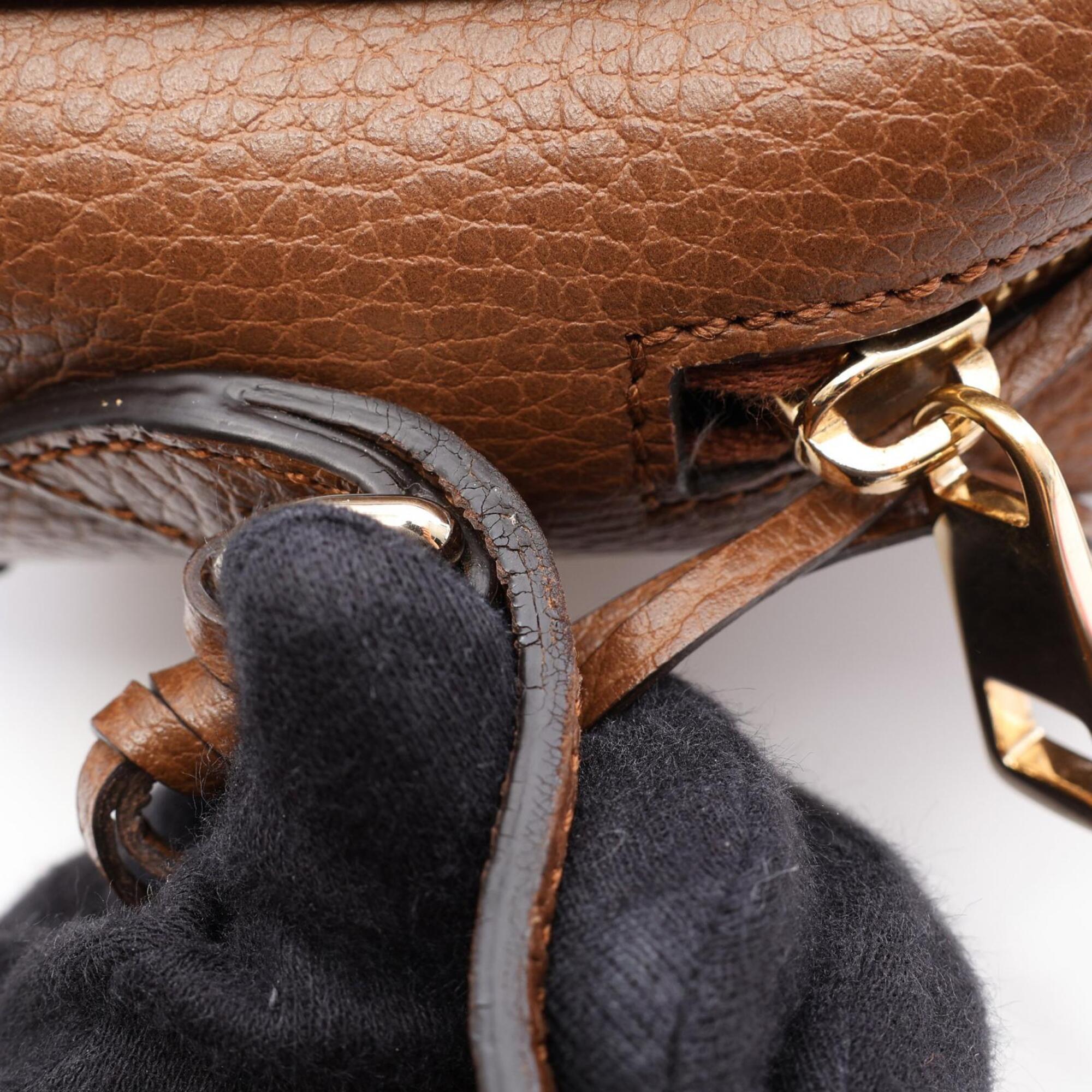 Gucci Beige Brown Gg Canvas Leather Handbag Shoulder Bag (Pre-Owned)