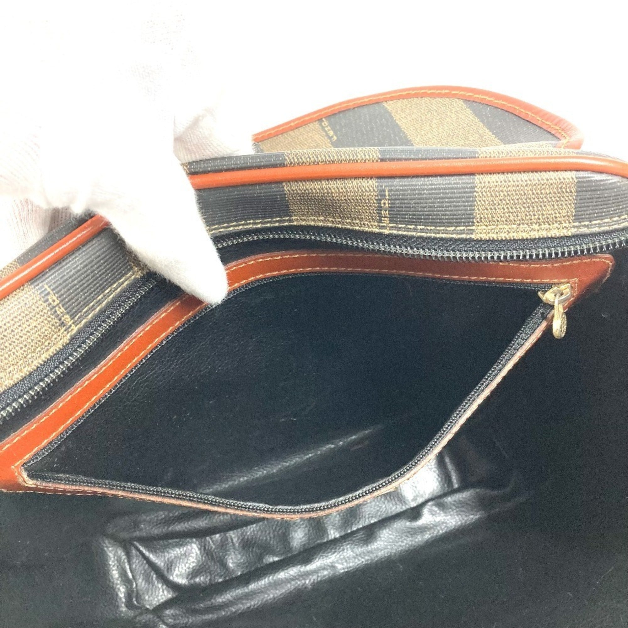 Fendi Pequin Brown Khaki Pvc Leather Handbag Tote Bag (Pre-Owned)