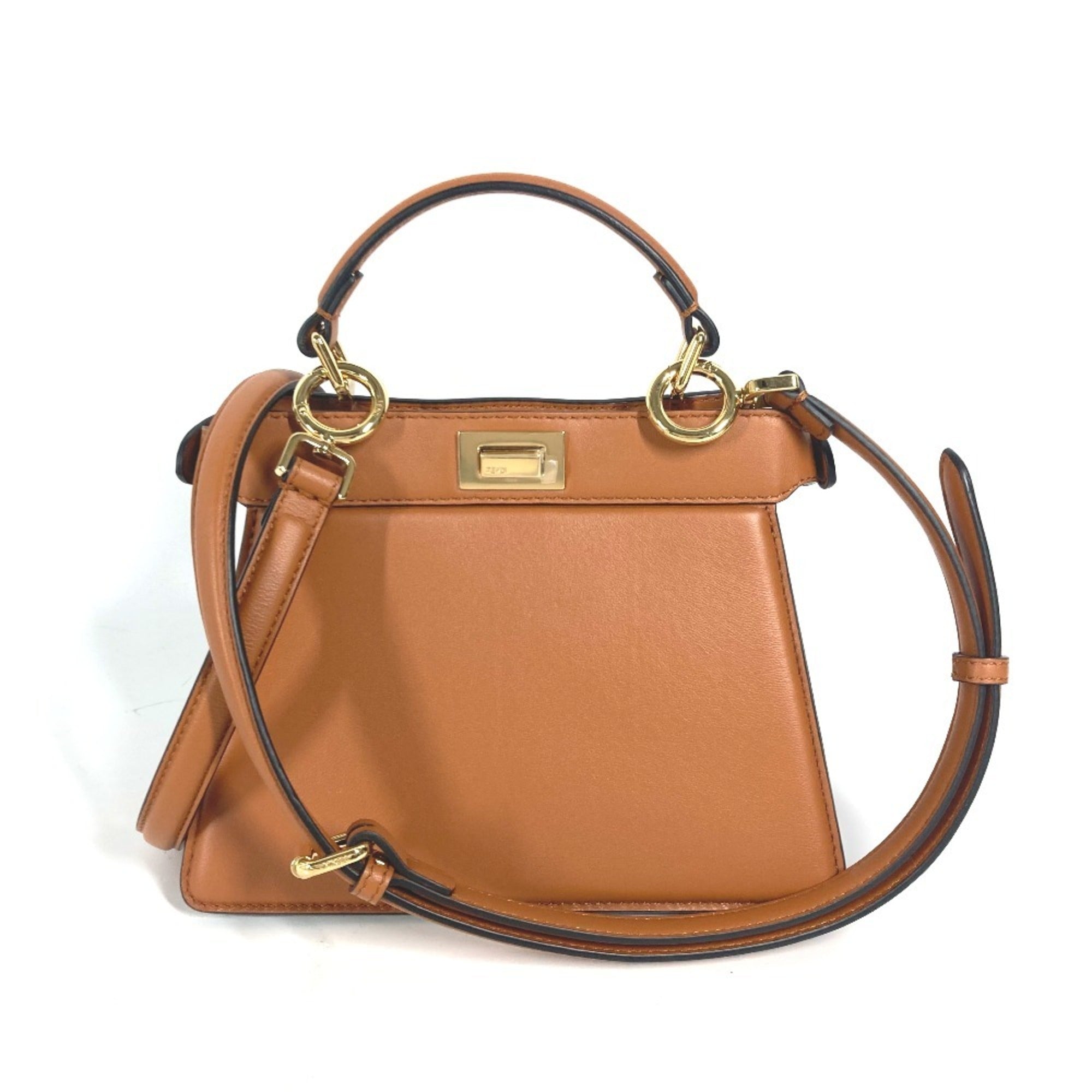 Fendi Peekaboo Brown Leather Handbag Shoulder Bag