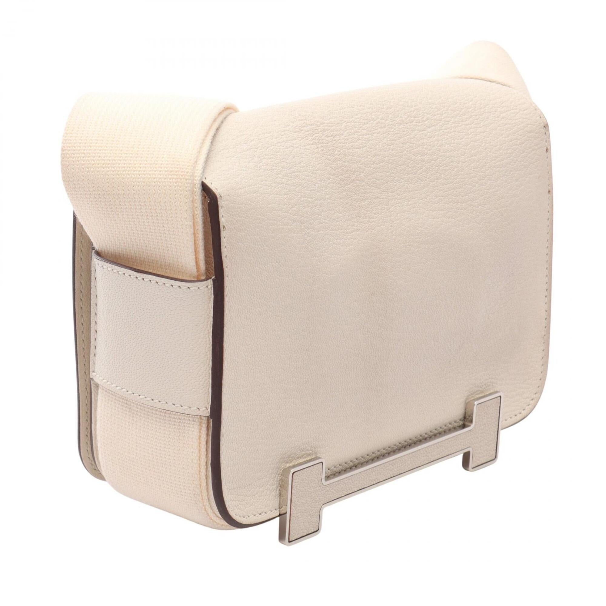 Hermes Ivory Chevre Leather Handbag Shoulder Bag (Pre-Owned)