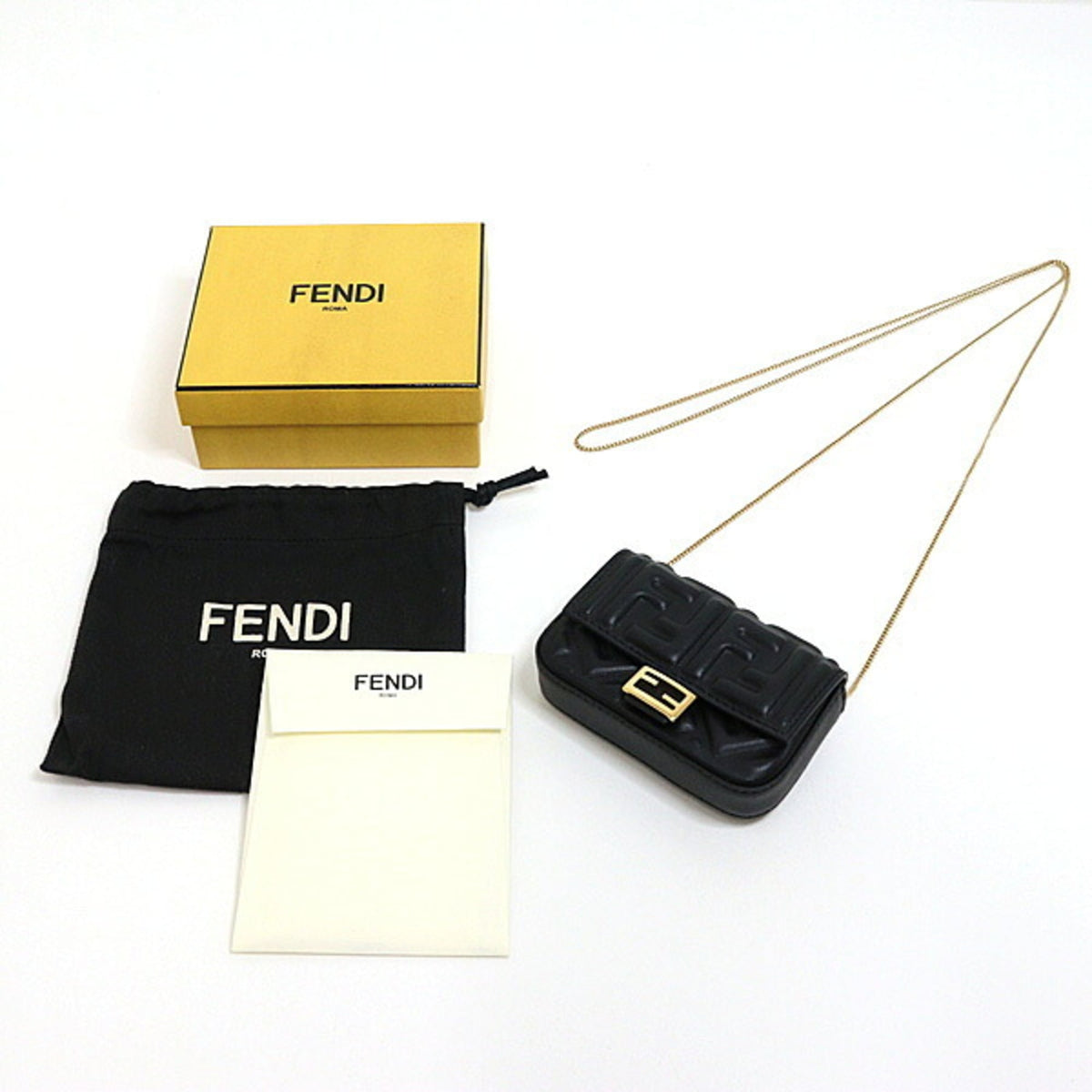 Fendi Black Leather Pouch Shoulder Bag (Pre-Owned)