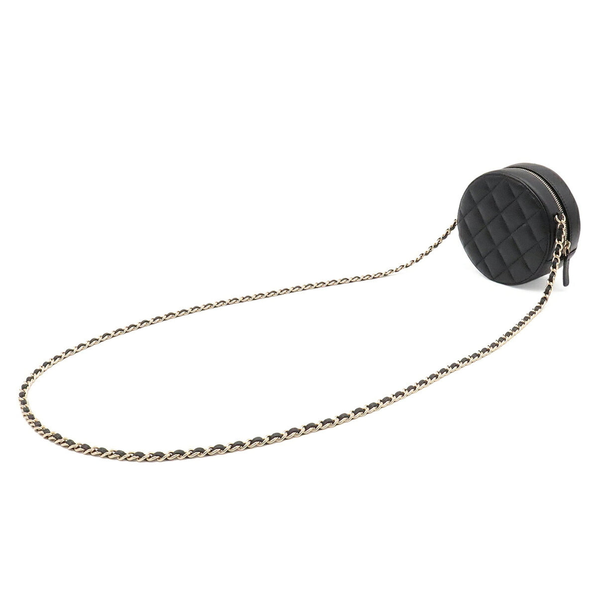 Chanel Matelasse Black Grained Calfskin Pochette Shoulder Bag (Pre-Owned)
