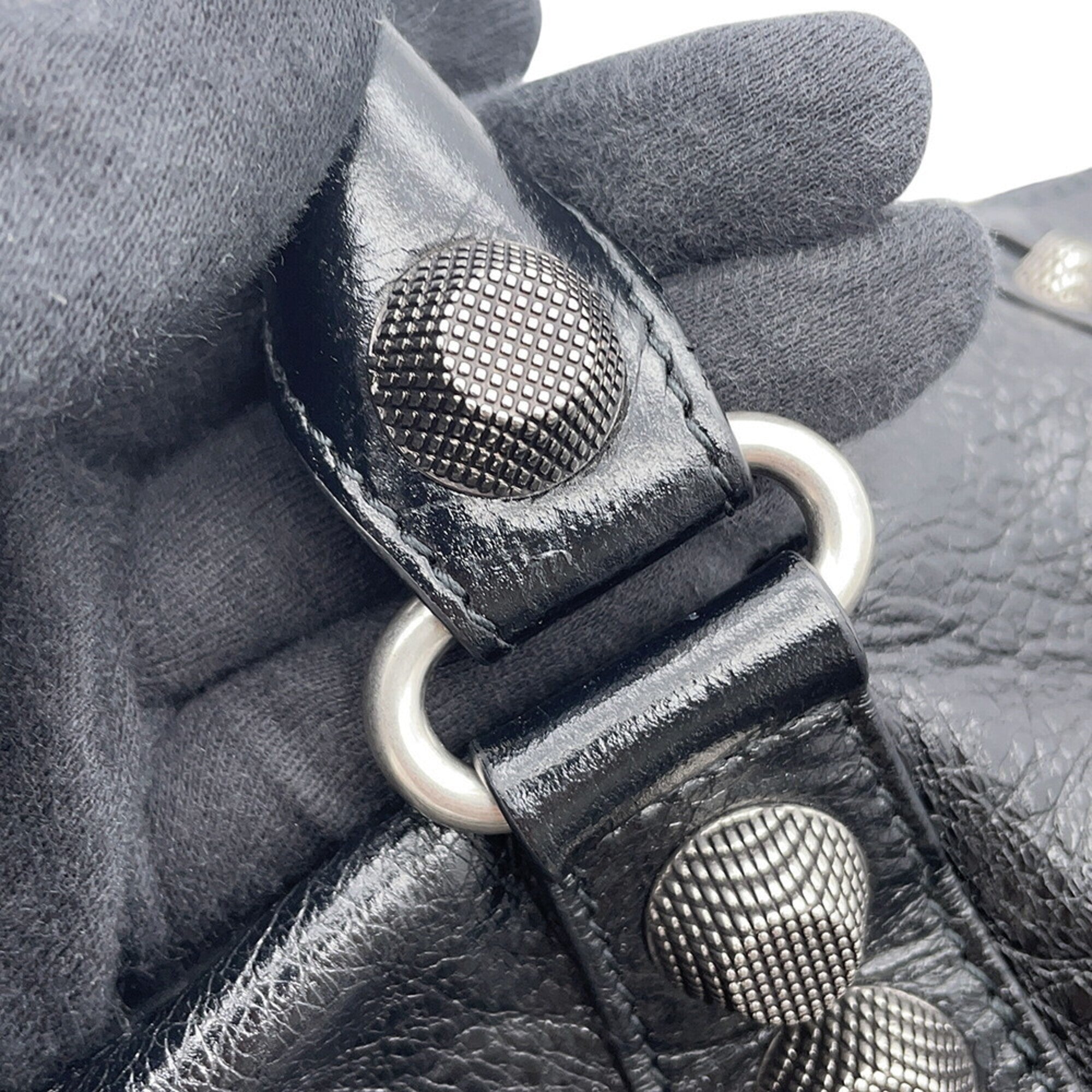 Balenciaga Black Leather Handbag Pouch Shoulder Bag (Pre-Owned)