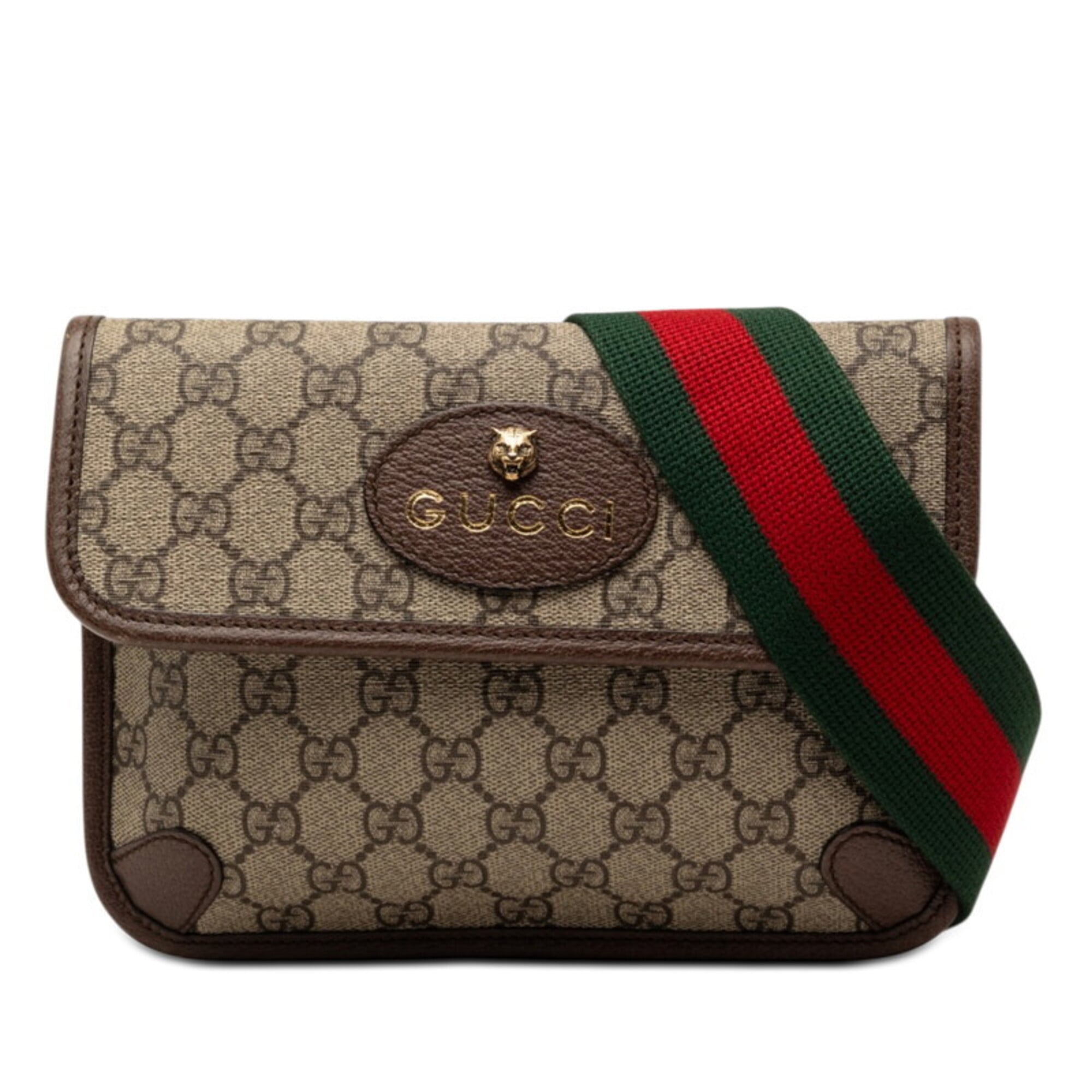 Gucci Sherry Line Beige Brown Pvc Leather Shoulder Bag (Pre-Owned)