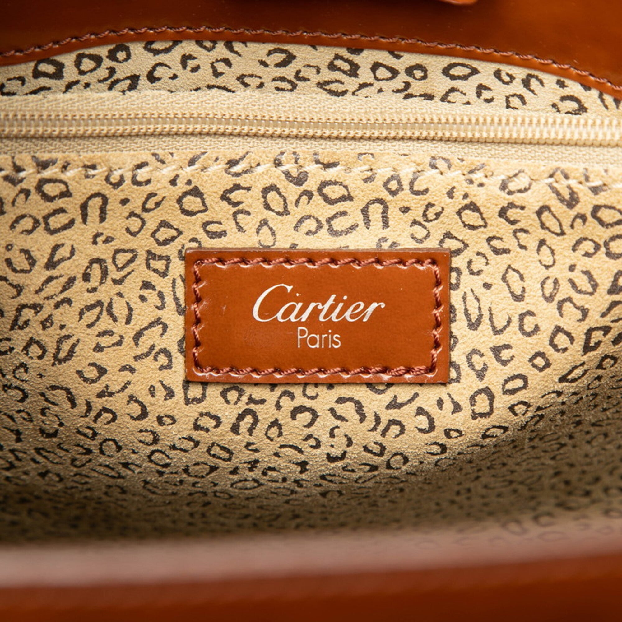 Cartier Brown Leather Shoulder Bag Tote Bag (Pre-Owned)