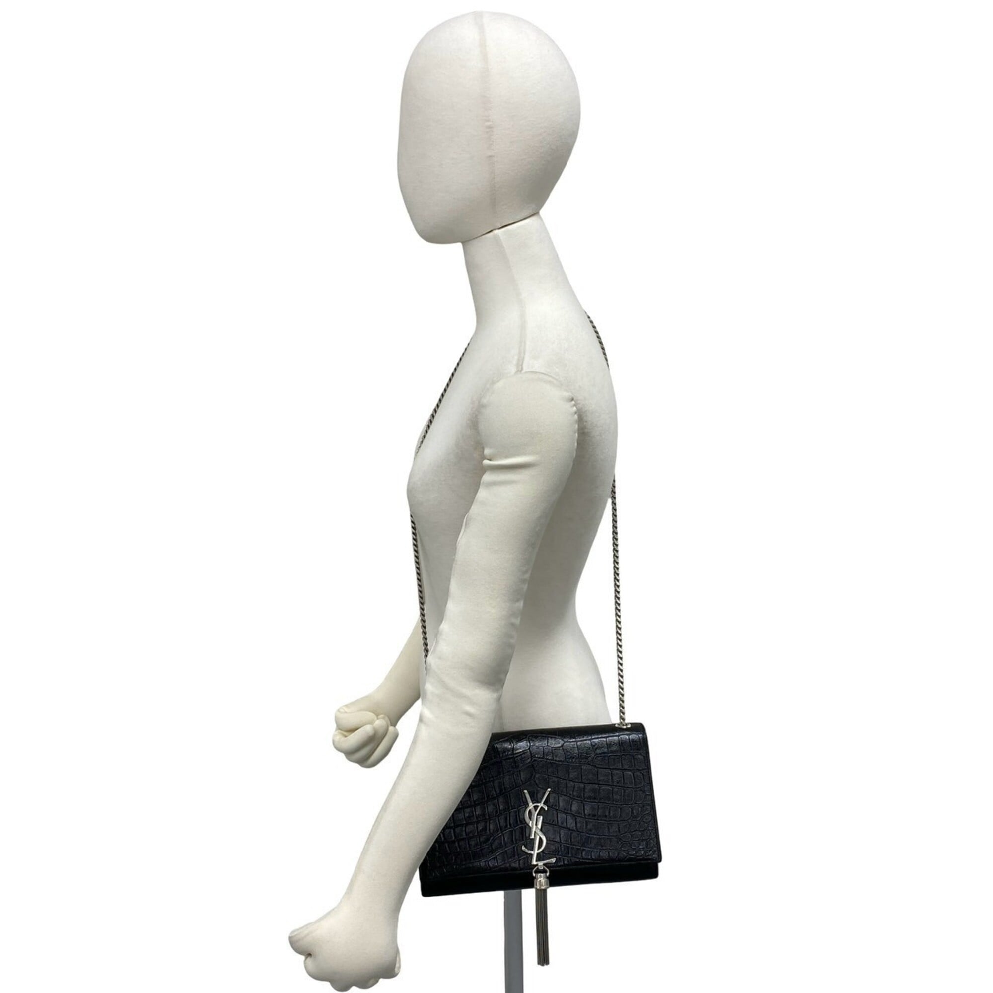 Yves Saint Laurent Black Leather Pochette Shoulder Bag (Pre-Owned)