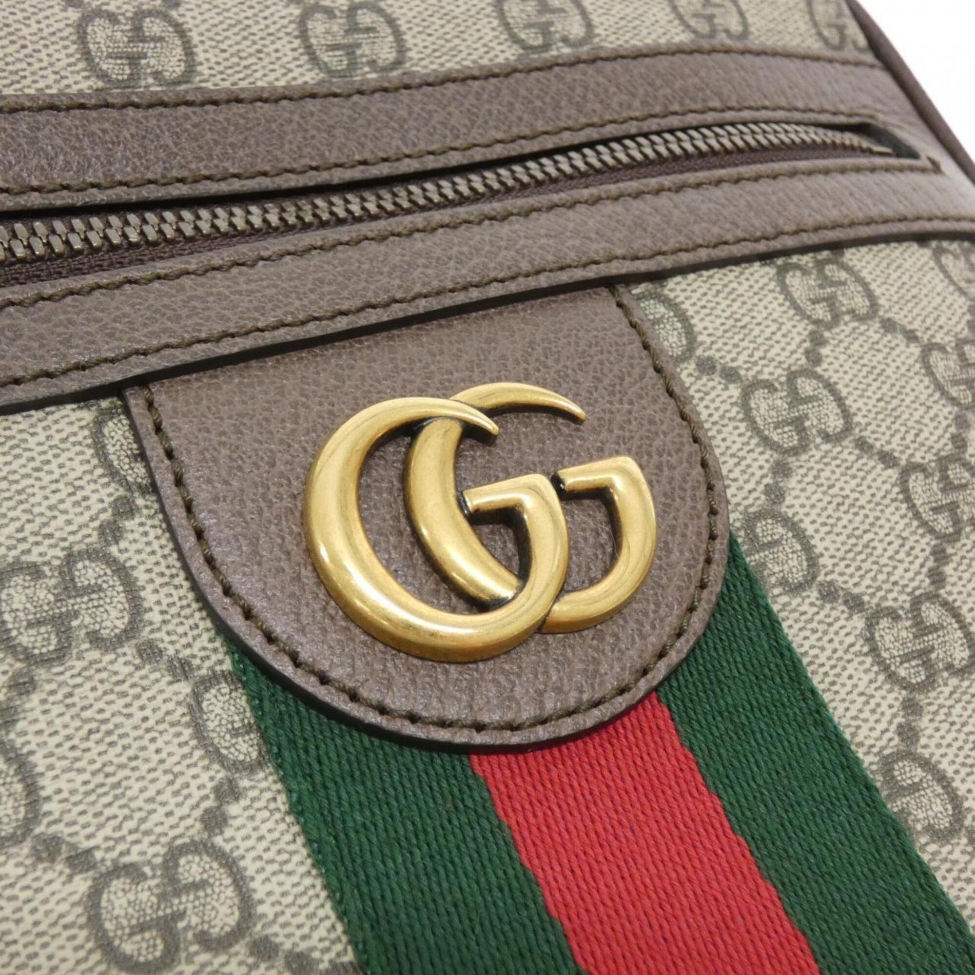 Gucci Ophidia Beige Brown Gg Supreme Canvas Leather Shoulder Bag (Pre-Owned)
