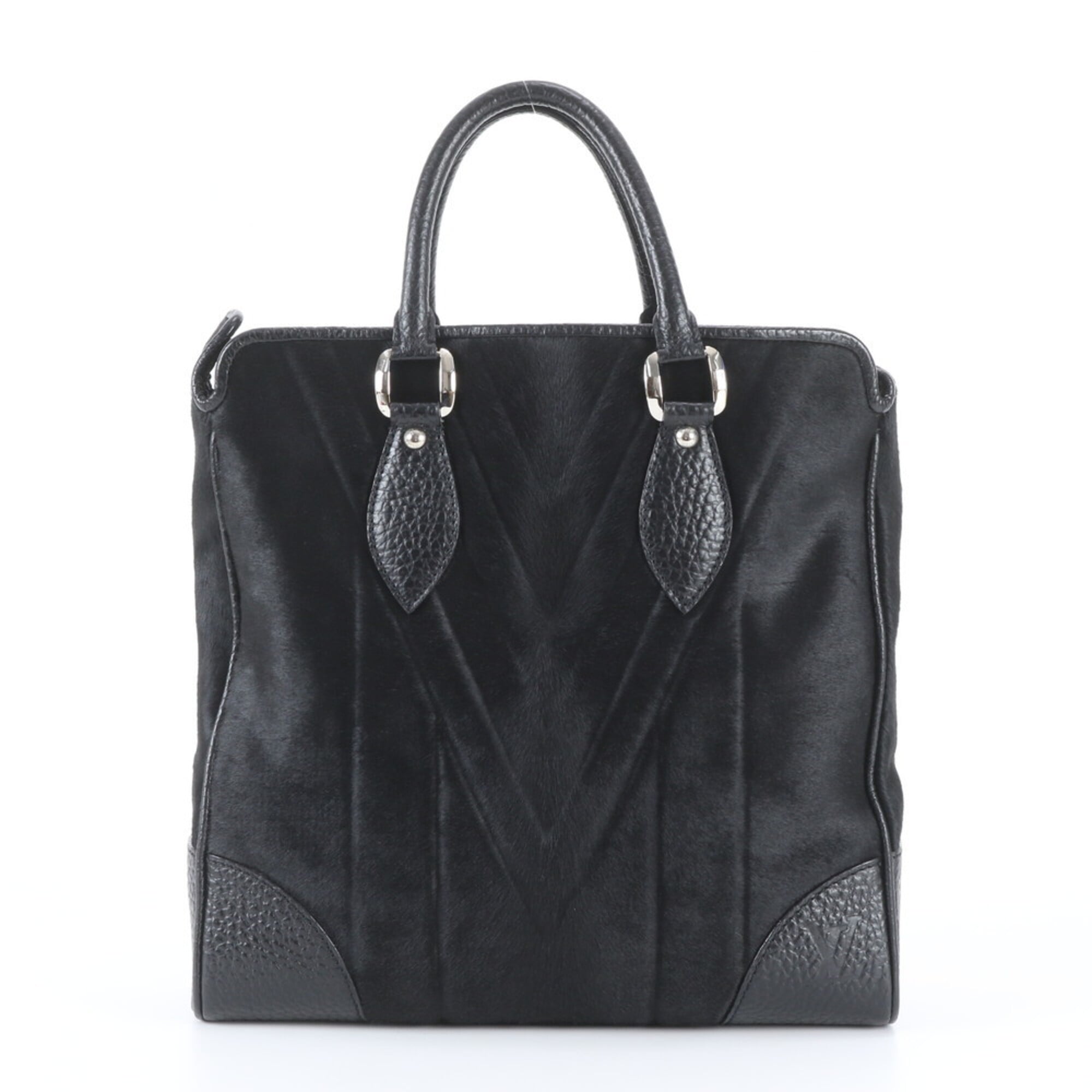 Louis Vuitton Black Leather Shoulder Bag Tote Bag (Pre-Owned)