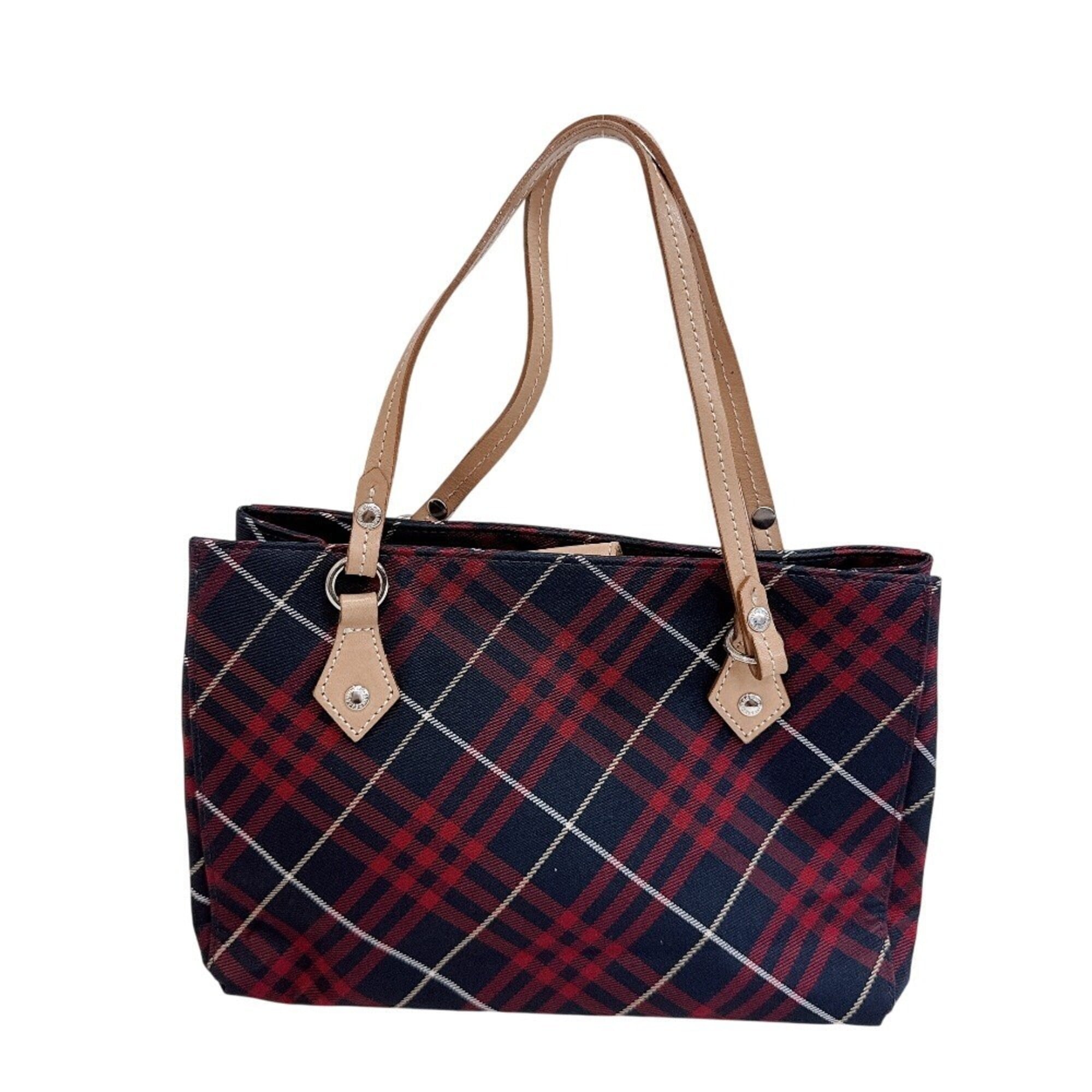 Burberry Red Color Canvas Handbag (Pre-Owned)