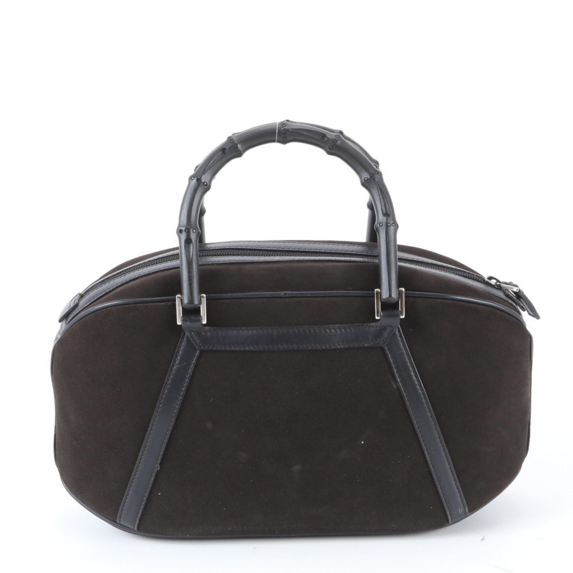 Gucci Bamboo Black Leather Handbag Tote Bag (Pre-Owned)