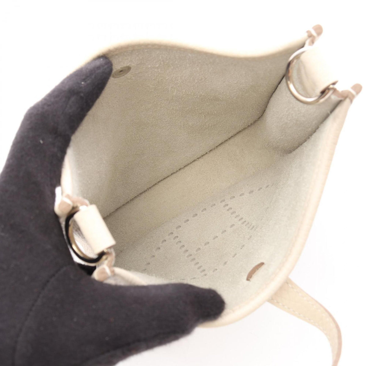 Hermes White Taurillon Clemence Leather Shoulder Bag (Pre-Owned)