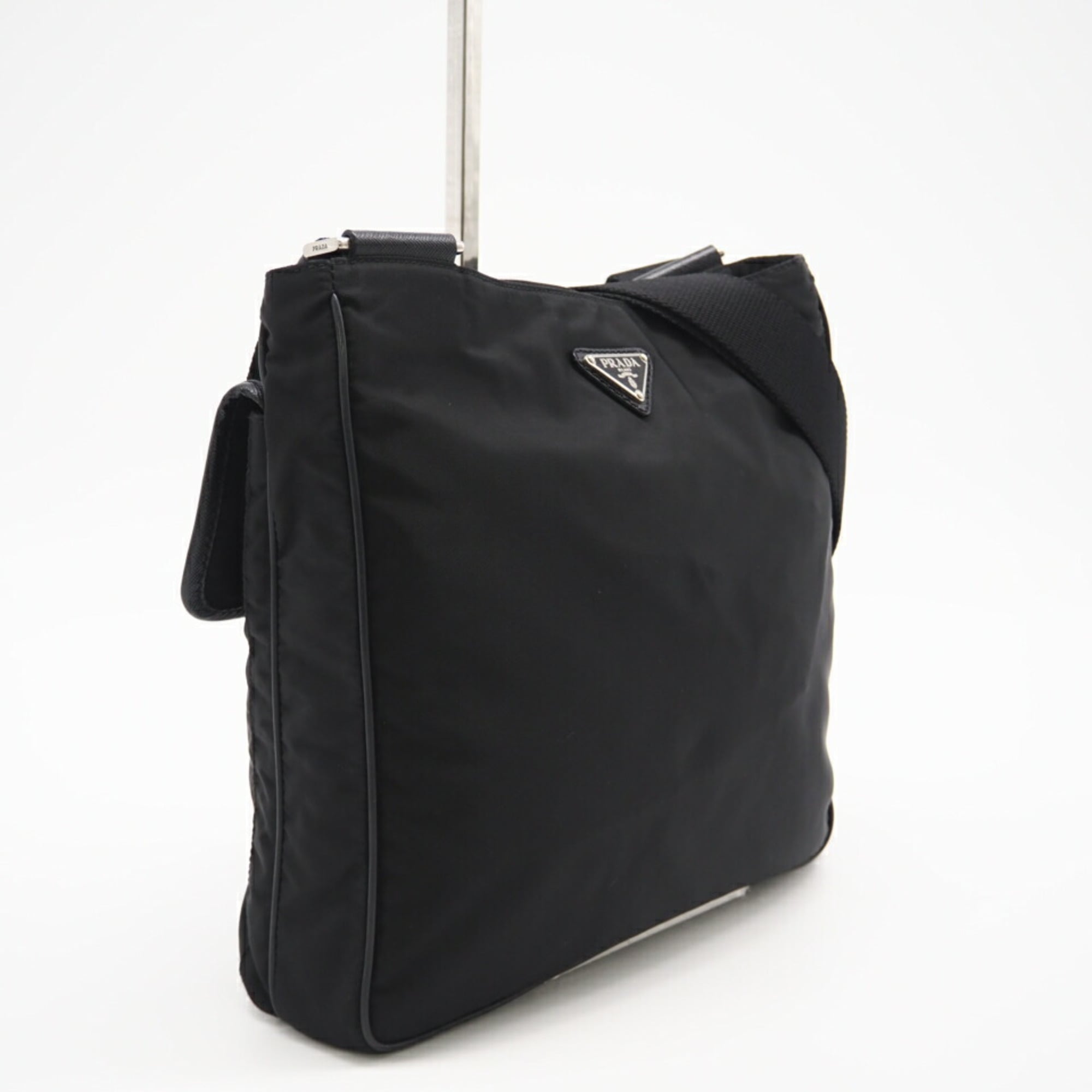 Prada Black Nero Nylon Leather Shoulder Bag (Pre-Owned)