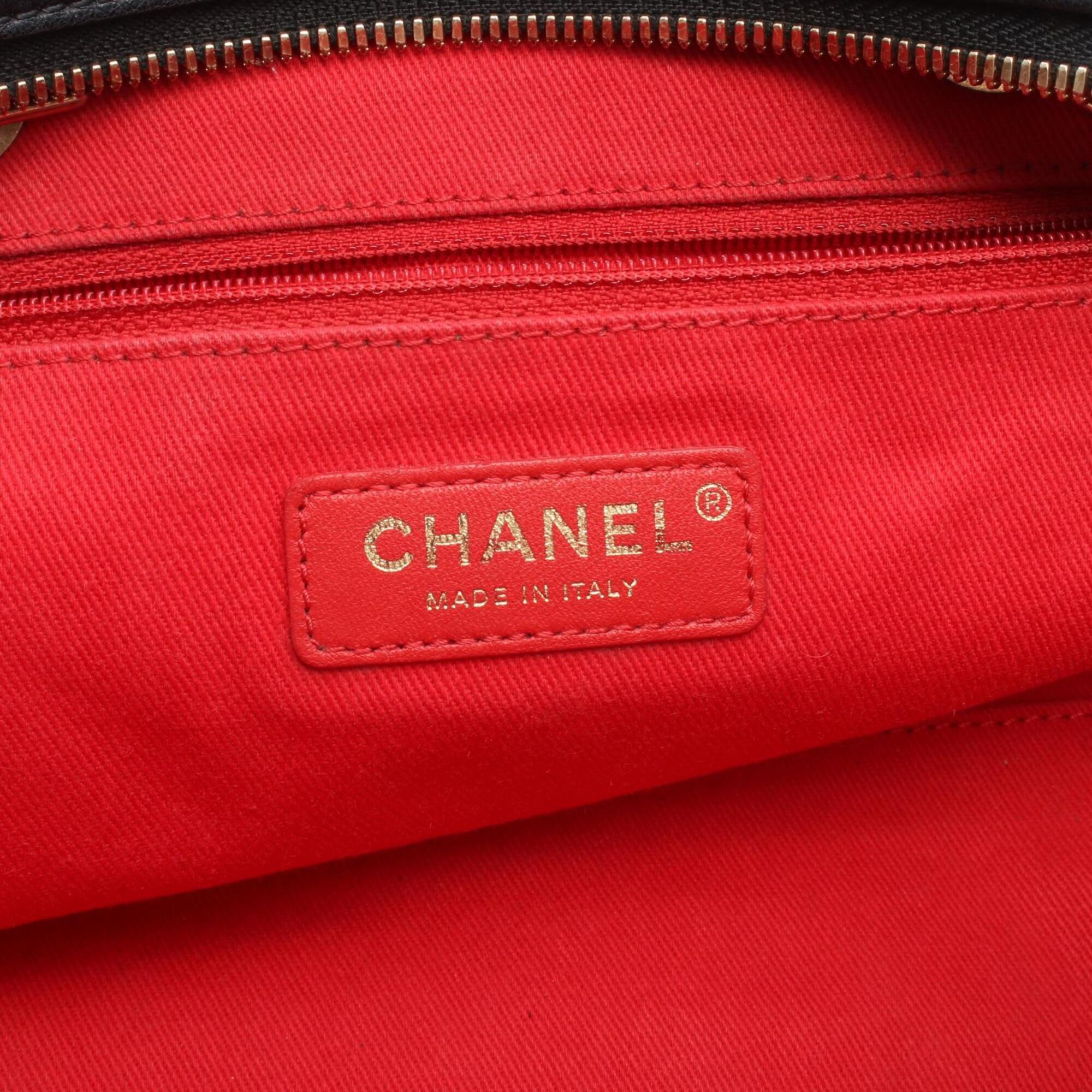Chanel Black Red Color Leather Handbag Shoulder Bag (Pre-Owned)