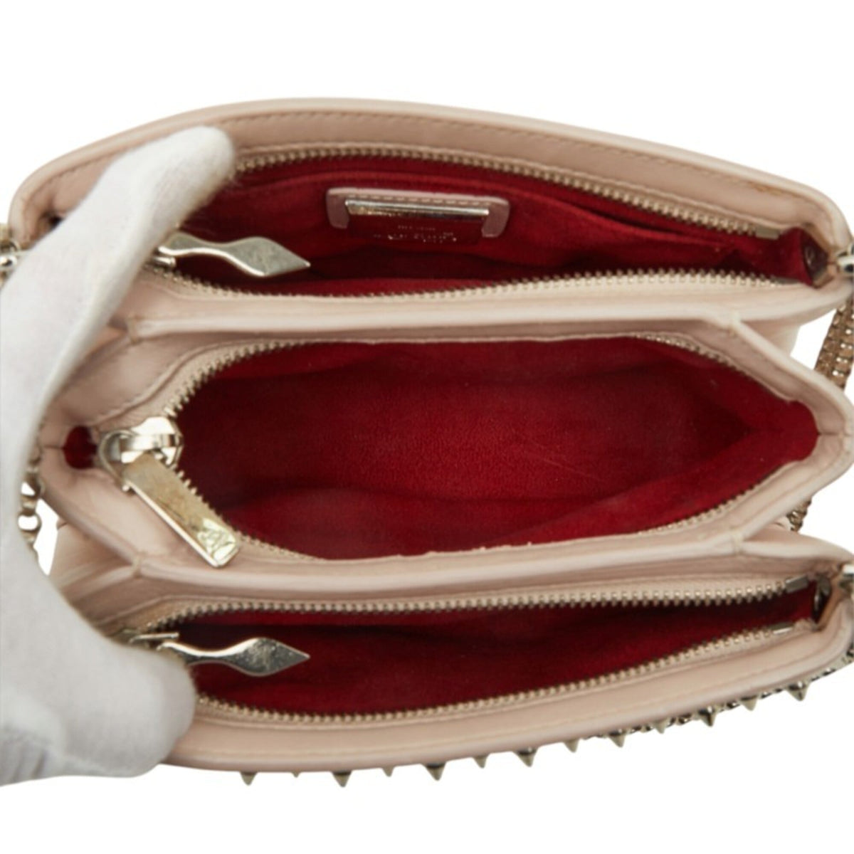 Christian Louboutin Light Pink Leather Metal Shoulder Bag (Pre-Owned)