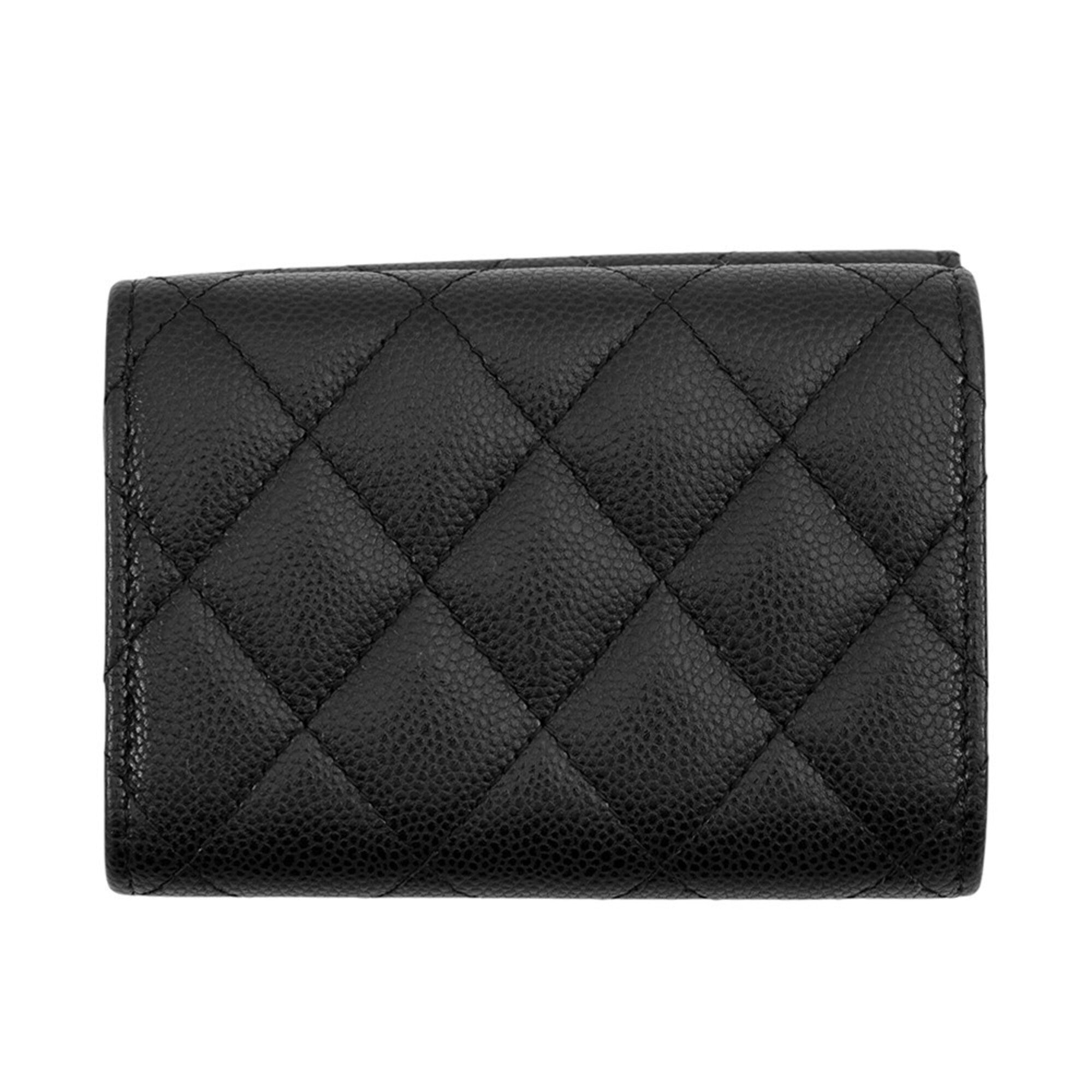 Chanel Matelasse Black Grained Calfskin Wallet (Tri-Fold) (Pre-Owned)