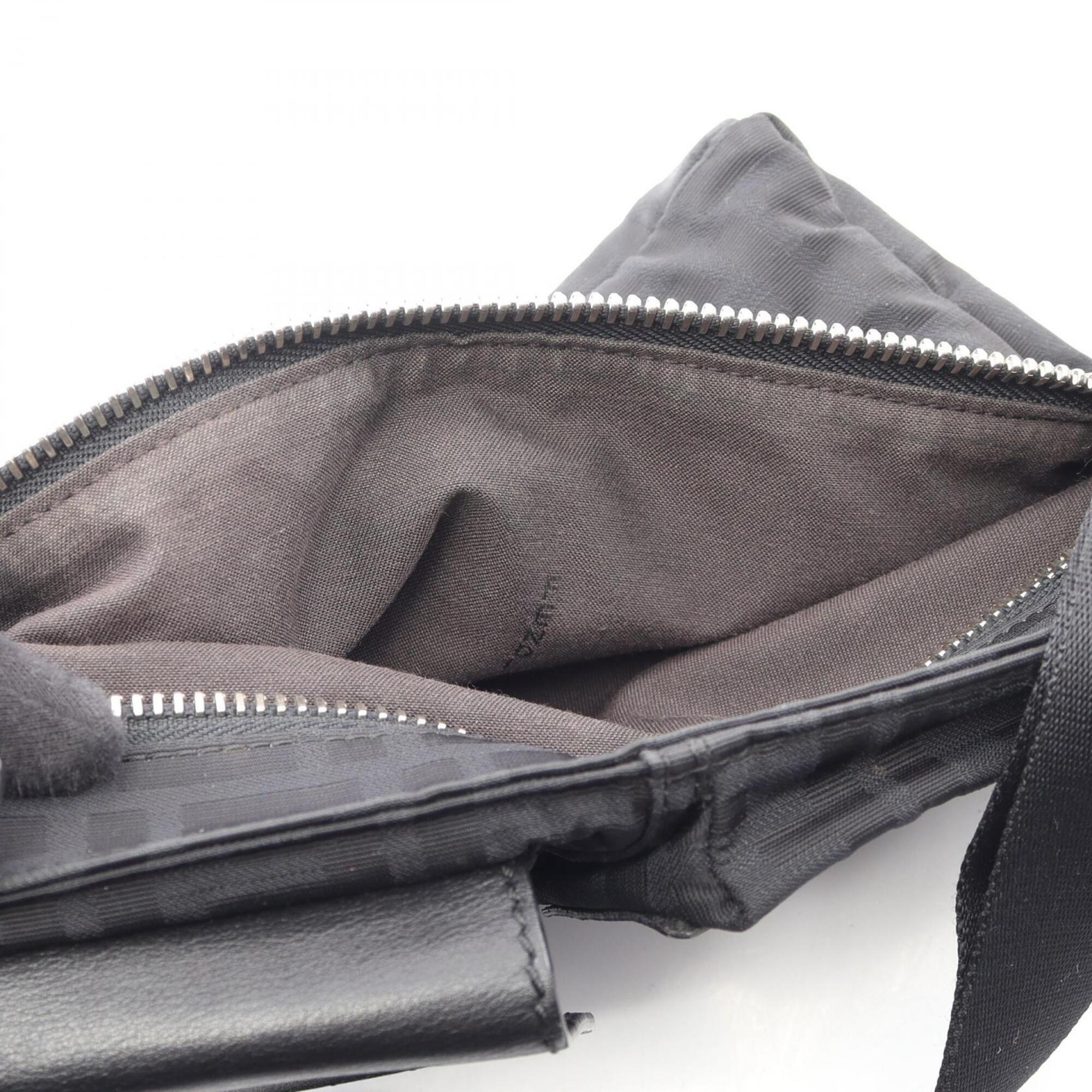 Fendi Zucca Black Nylon Leather Fanny Pack Handbag (Pre-Owned)
