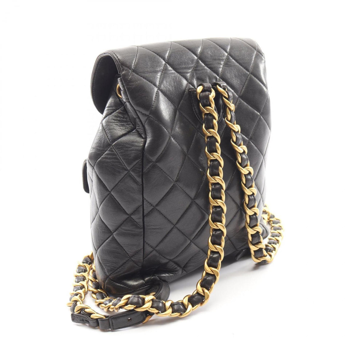 Chanel Black Leather Backpack Handbag (Pre-Owned)