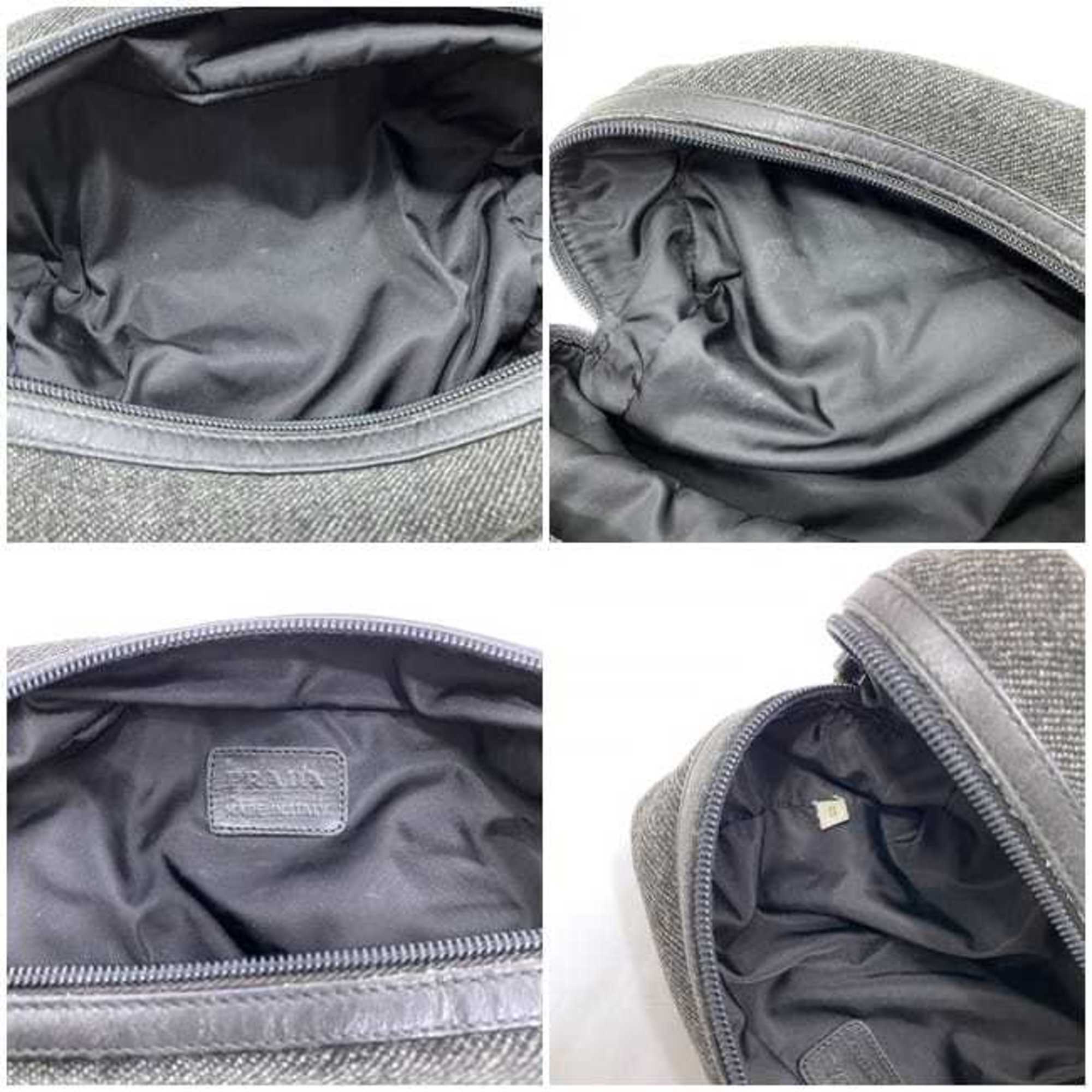 Prada Gray Tweed Wool Nylon Pouch (Pre-Owned)