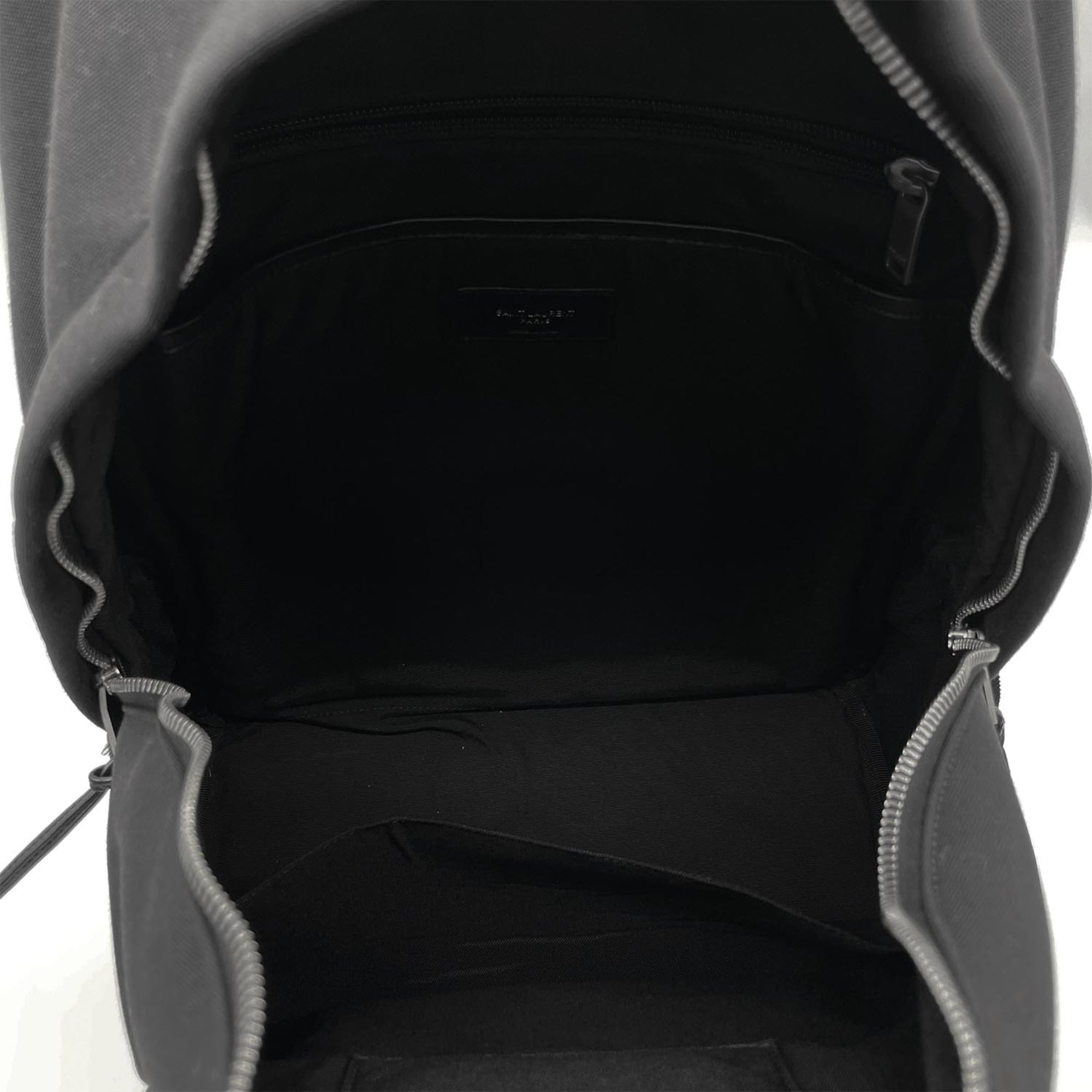 Yves Saint Laurent Black Canvas Leather Backpack (Pre-Owned)