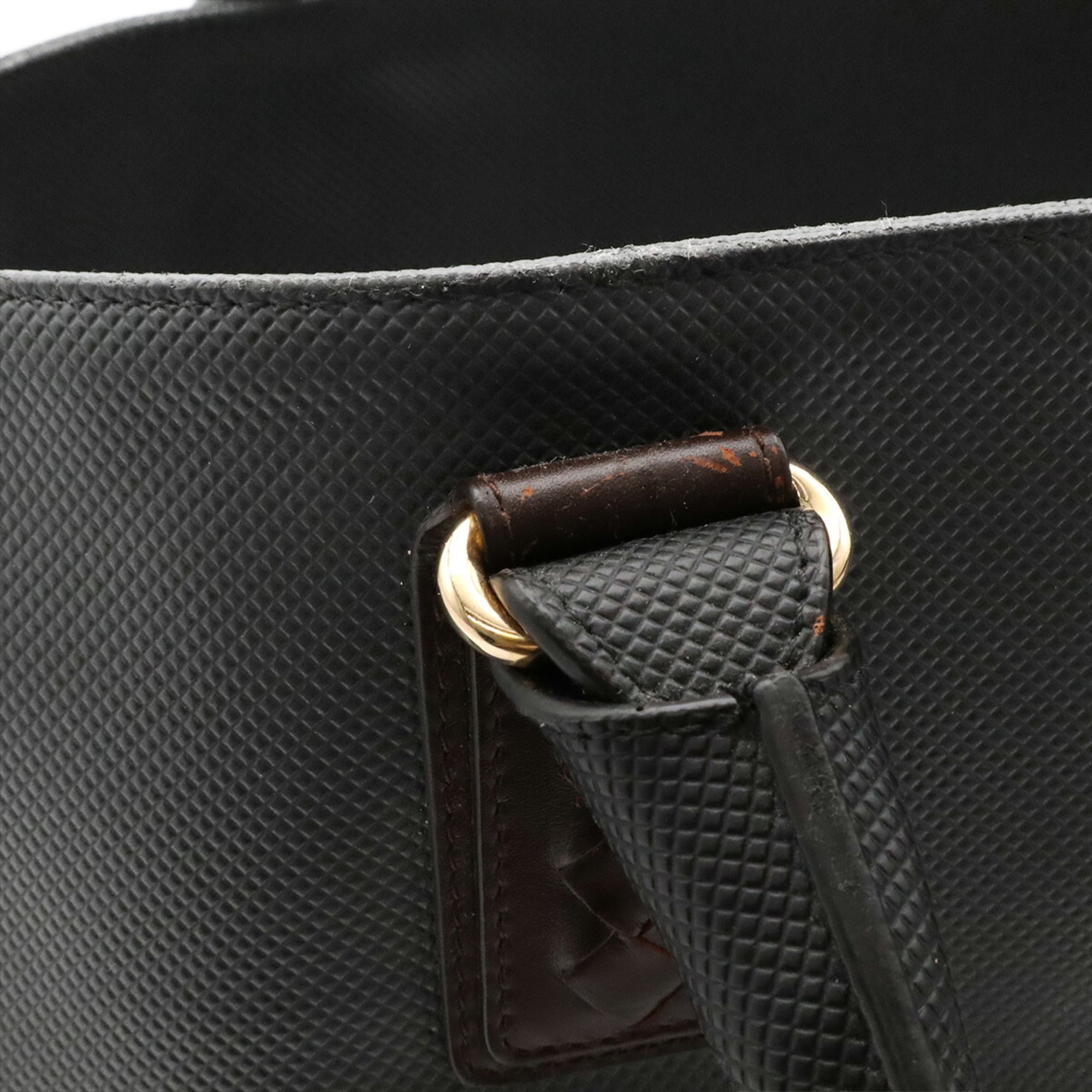 Bottega Veneta Black Dark Brown Coated Canvas Leather Shoulder Bag Tote Bag (Pre-Owned)