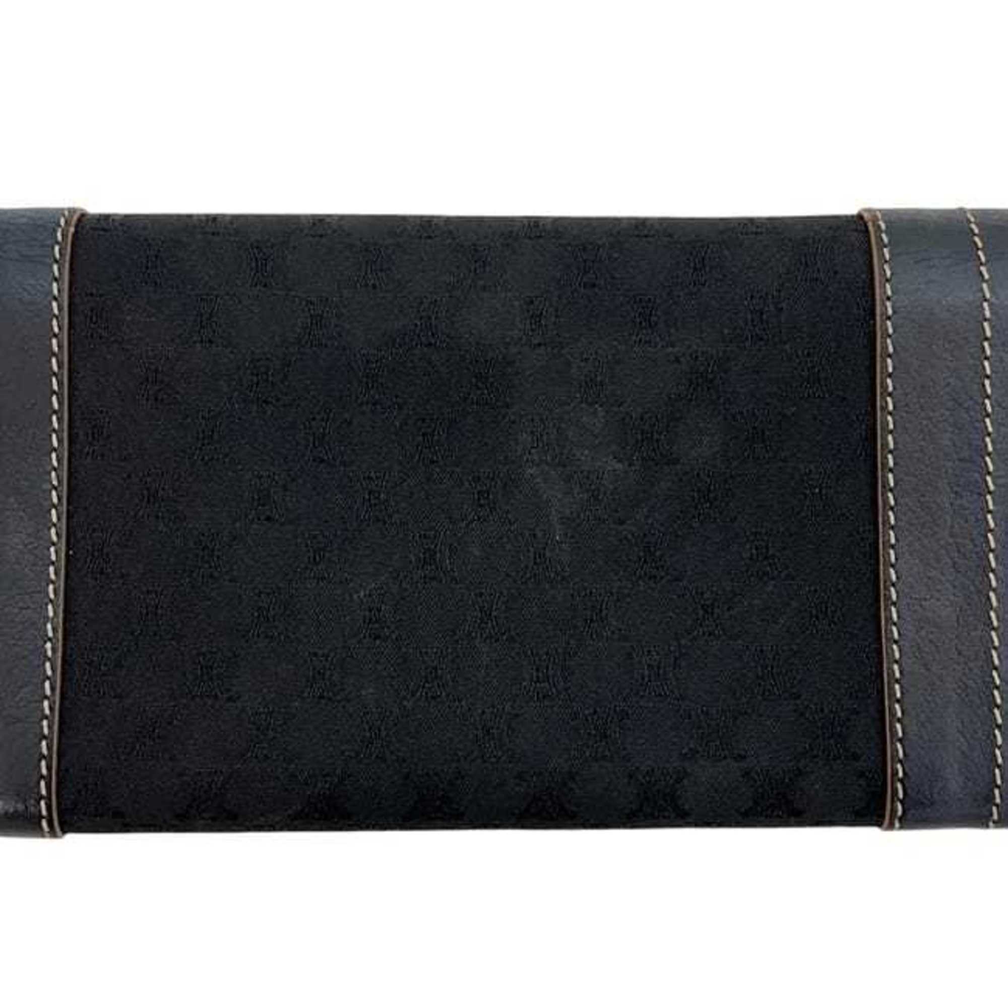 Celine Black Canvas Leather Long Wallet (Bi-Fold) (Pre-Owned)