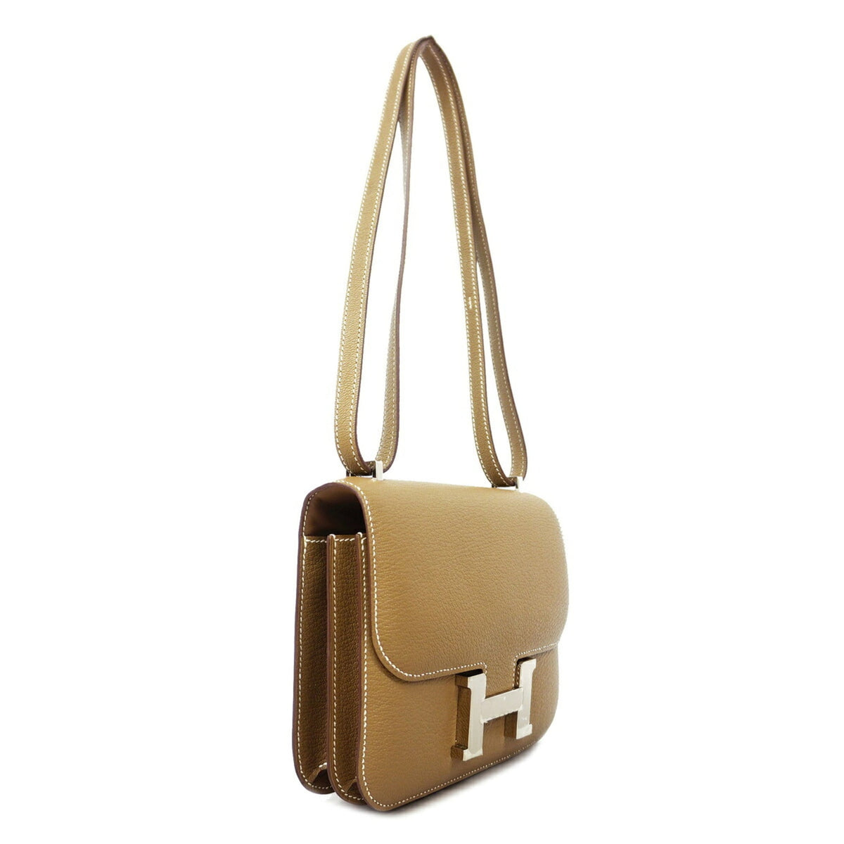 Hermes Etoupe Gray Chevre Myzore Leather Shoulder Bag (Pre-Owned)