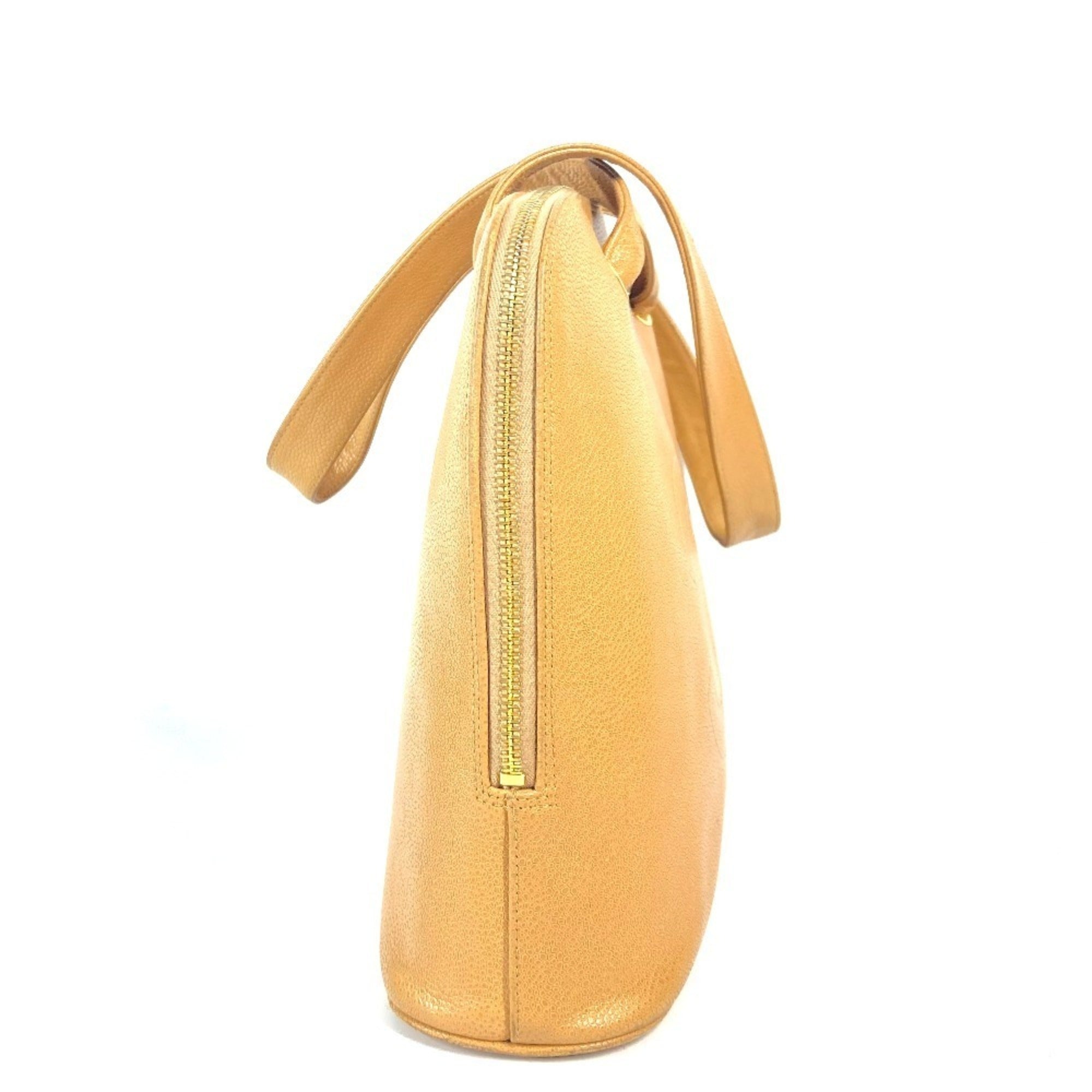 Chanel Beige Grained Calfskin Shoulder Bag Tote Bag (Pre-Owned)
