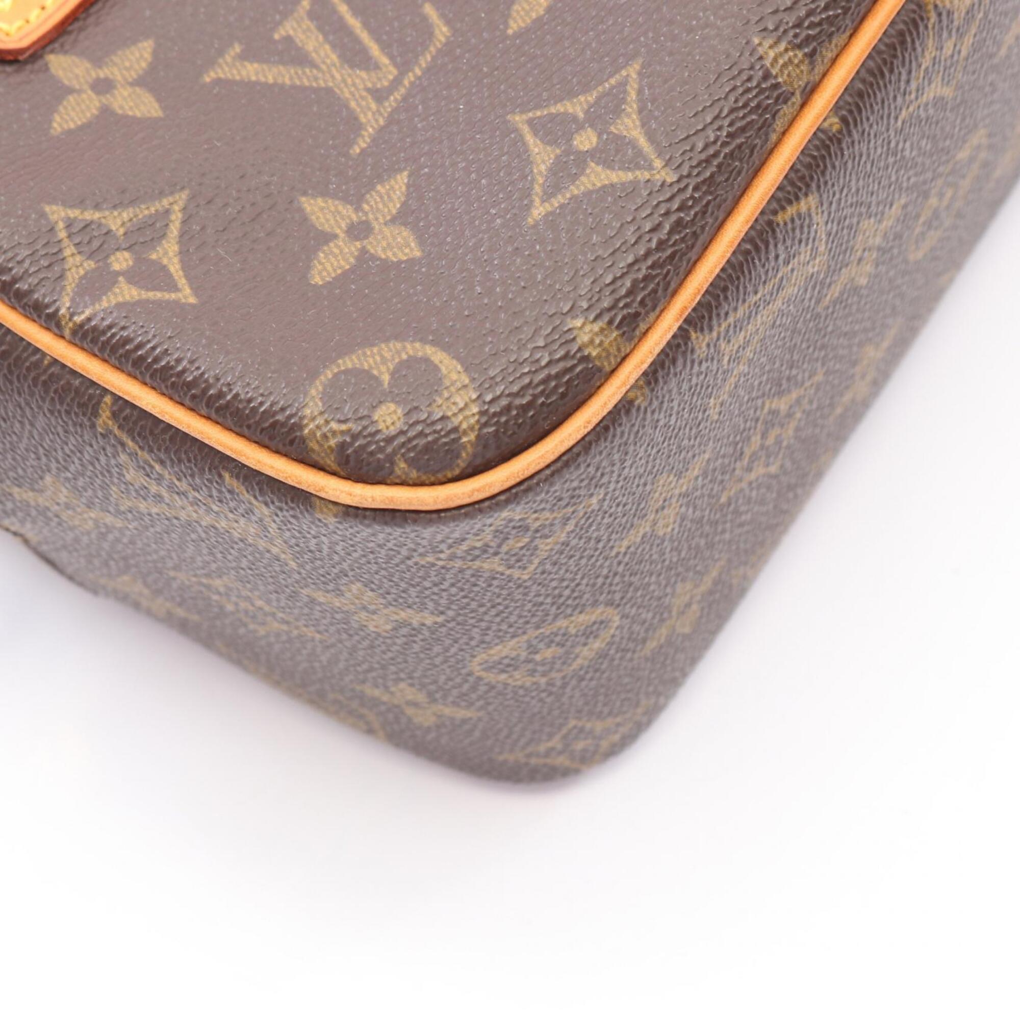 Louis Vuitton Brown Coated Canvas Leather Handbag Shoulder Bag (Pre-Owned)