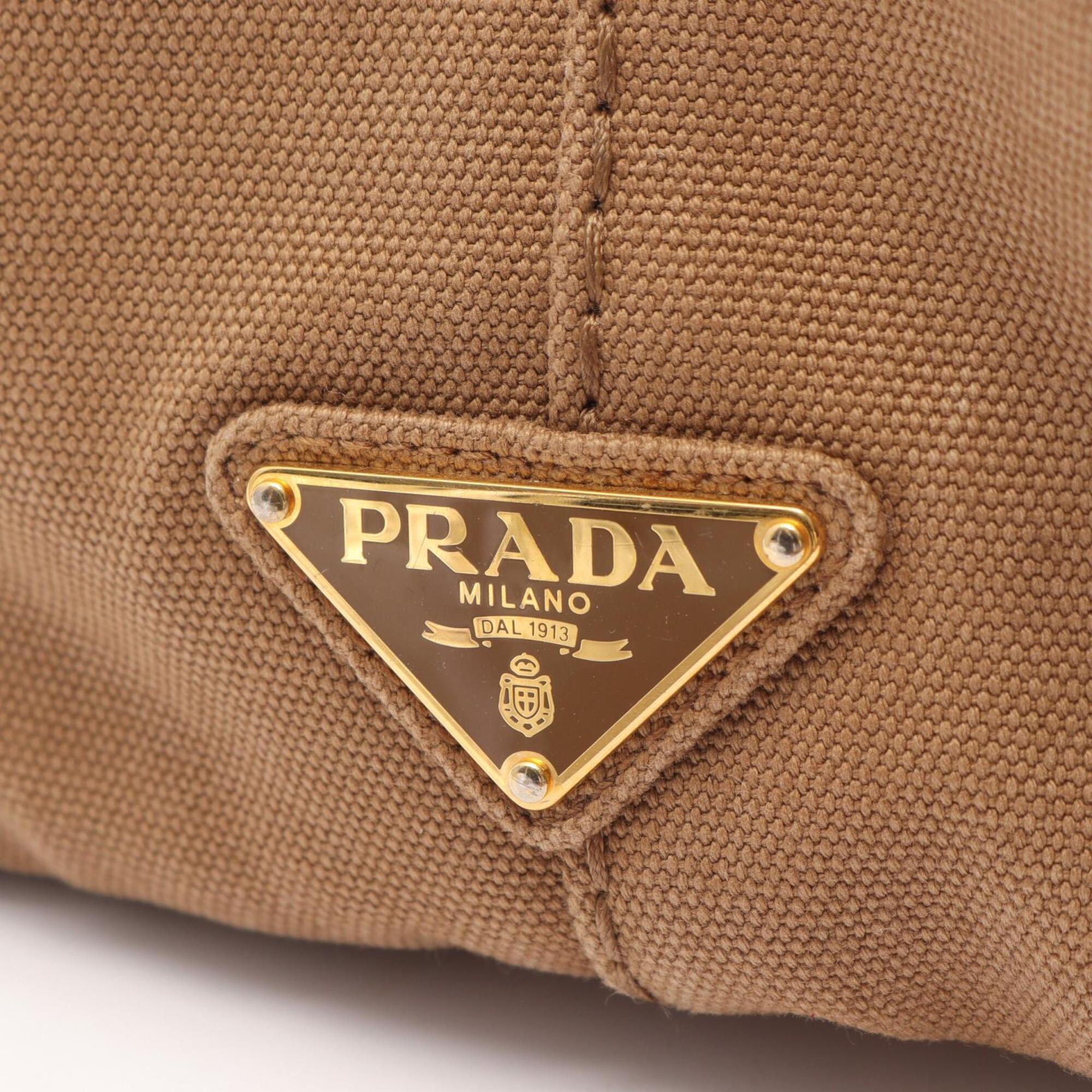 Prada Brown Canvas Handbag Tote Bag (Pre-Owned)