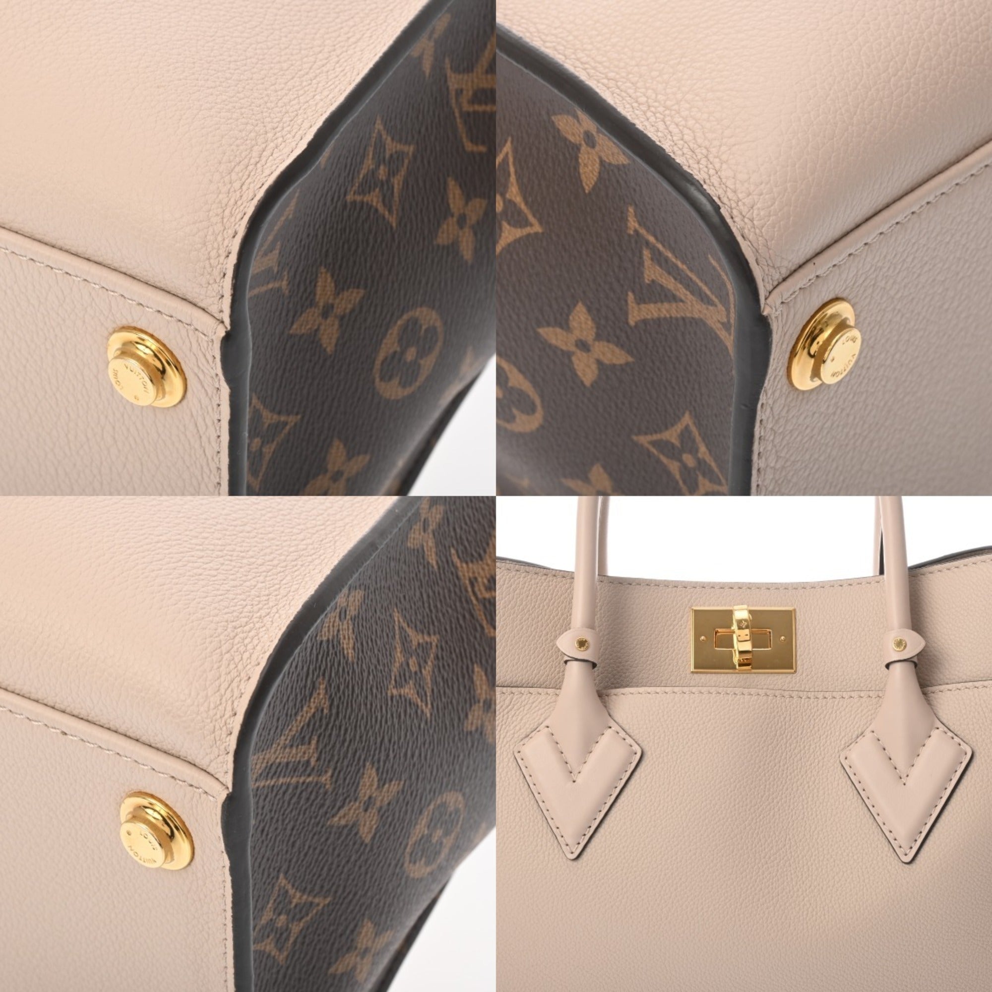 Louis Vuitton Brown Grayish Monogram Canvas Leather Handbag Tote Bag (Pre-Owned)