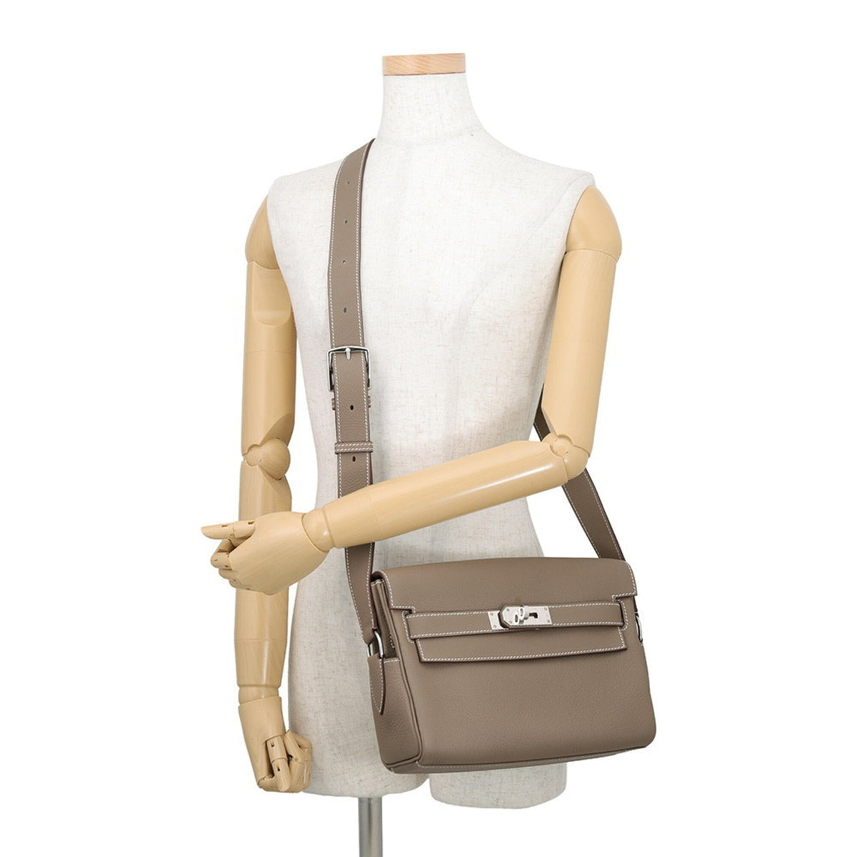 Hermes Etoupe Gray Evercalf Leather Messenger Bag Shoulder Bag (Pre-Owned)