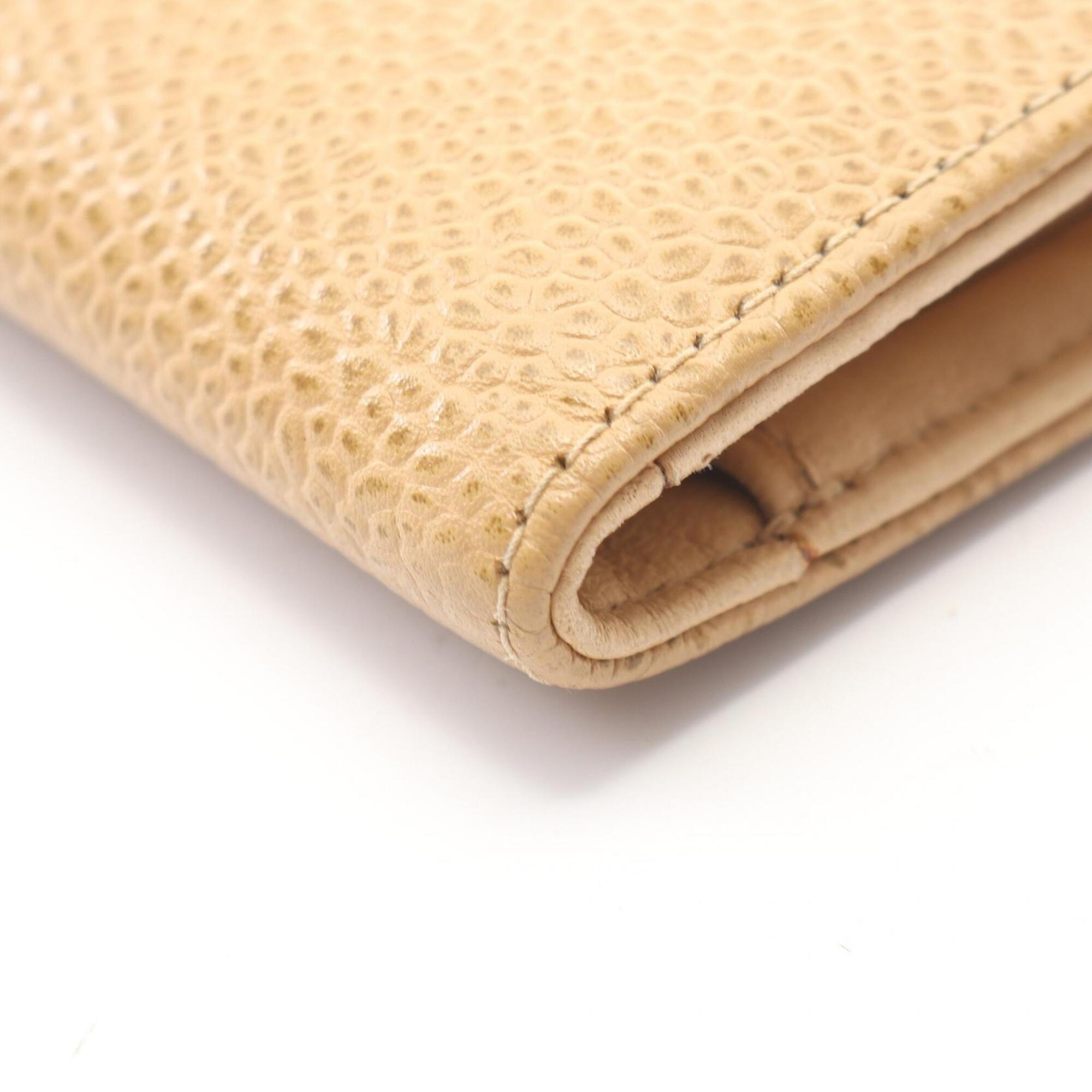 Chanel Beige Grained Calfskin Long Wallet (Bi-Fold) (Pre-Owned)