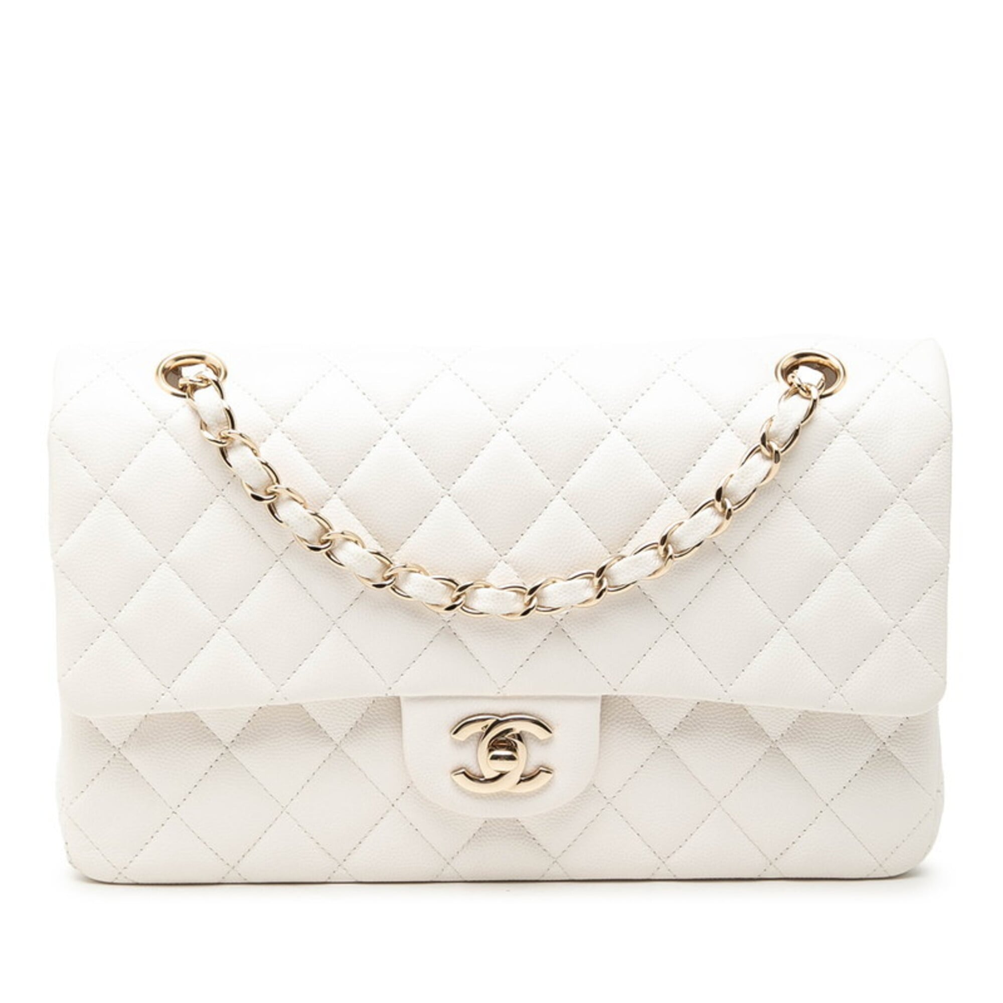 Chanel White Grained Calfskin Shoulder Bag (Pre-Owned)