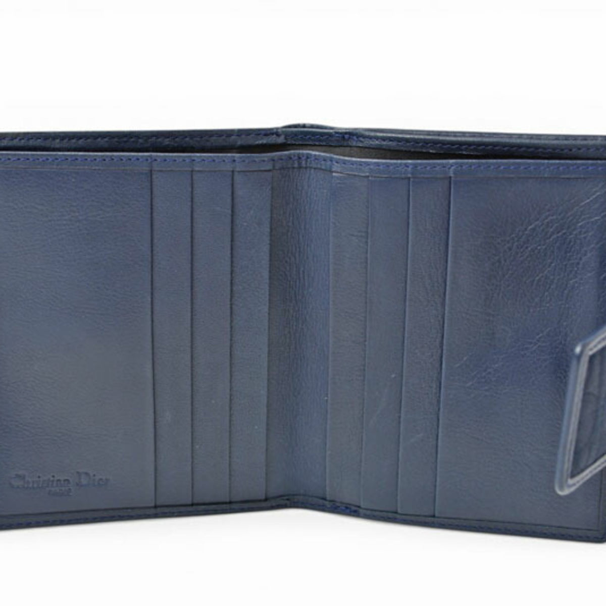 Christian Dior Navy Leather Canvas Wallet (Bi-Fold) (Pre-Owned)