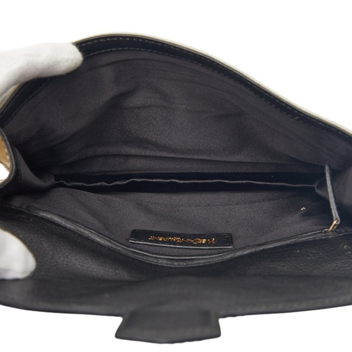 Saint Laurent Black White Leather Clutch Bag (Pre-Owned)