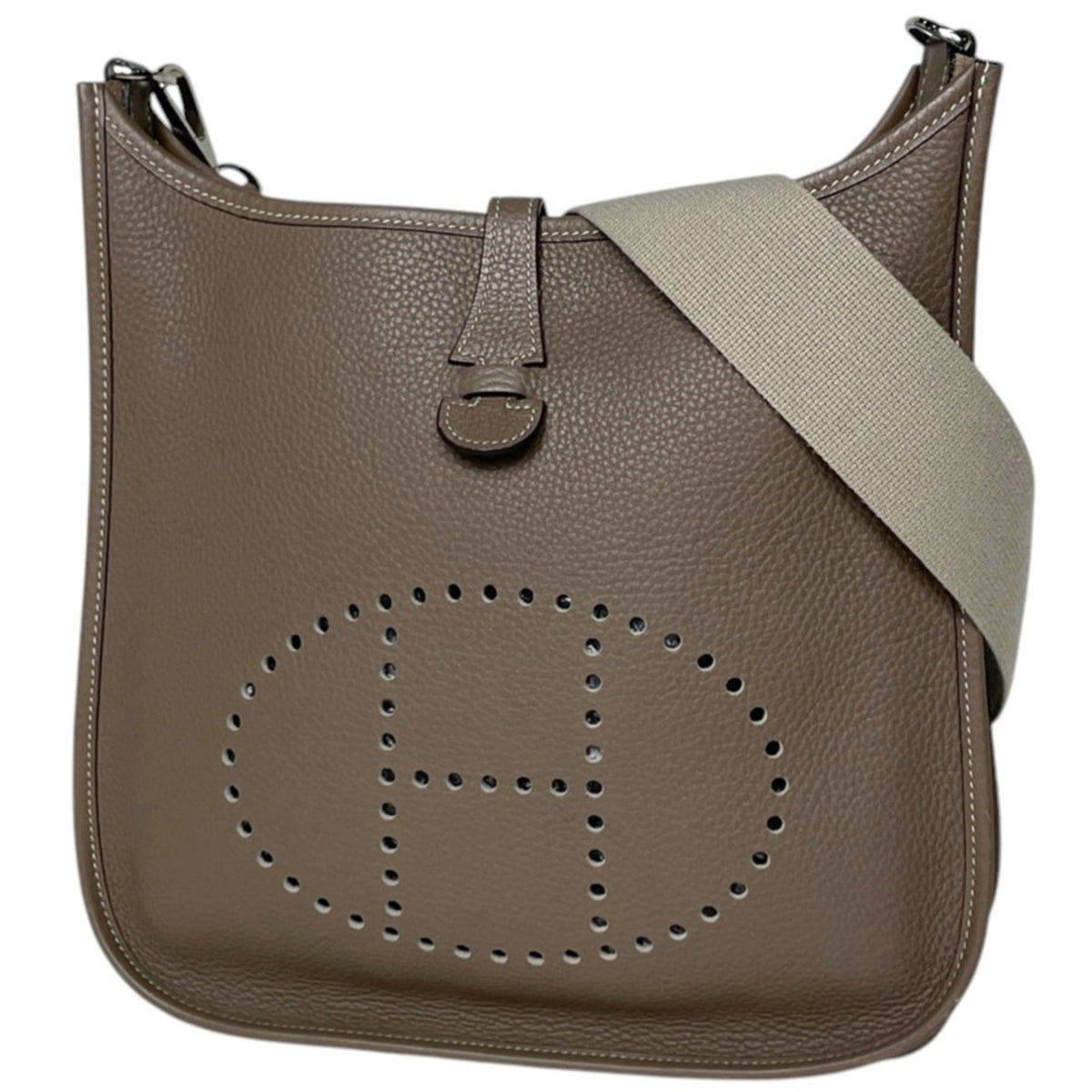 Hermes Evelyne Etoupe Gray Taurillon Clemence Leather Shoulder Bag (Pre-Owned)